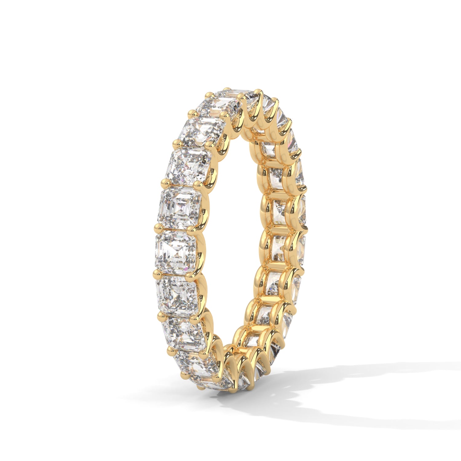 Asscher Cut Lab-Grown Diamond Eternity Ring in Yellow Gold