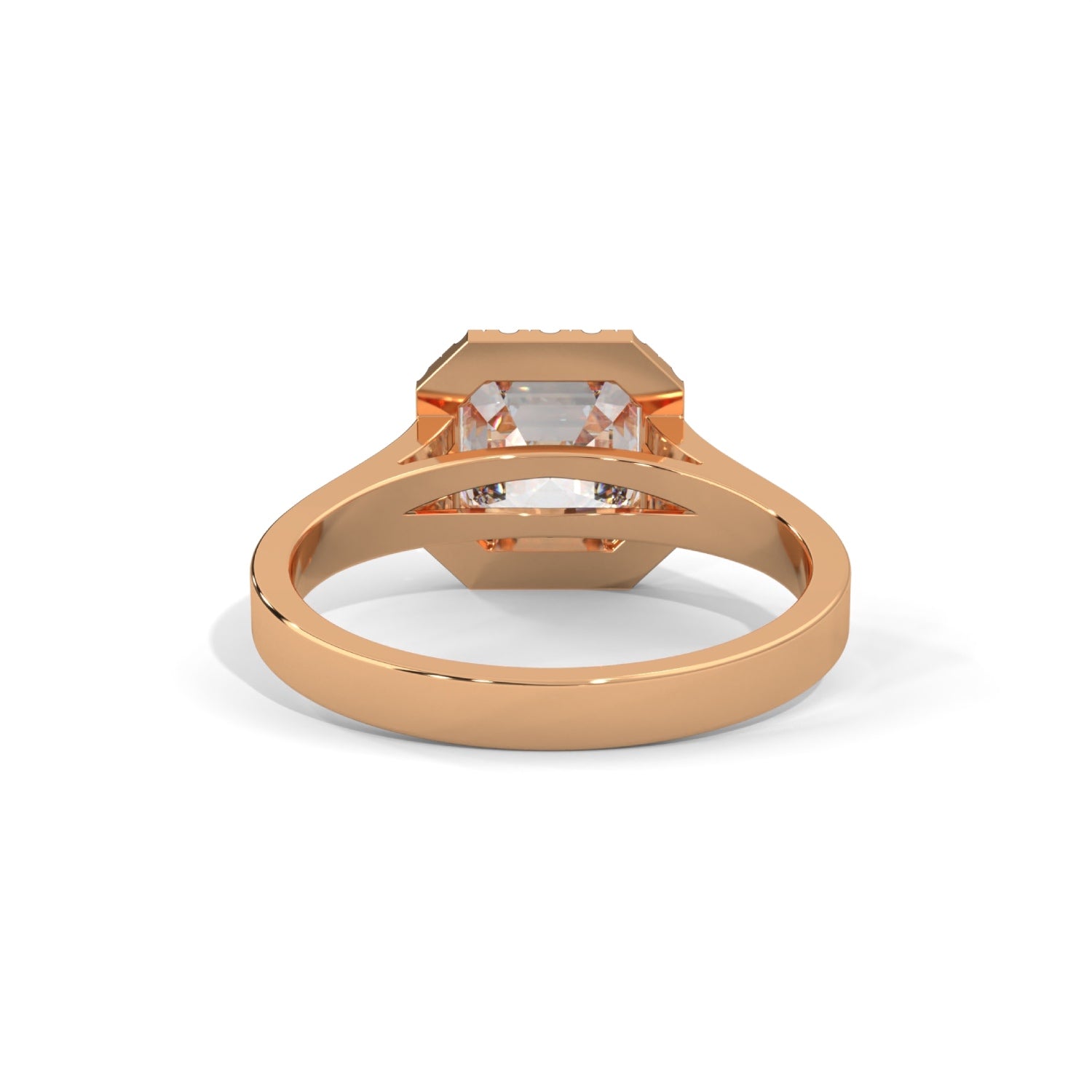 Asscher Cut Lab-Grown Diamond Halo Split Shank Engagement Ring in Rose Gold