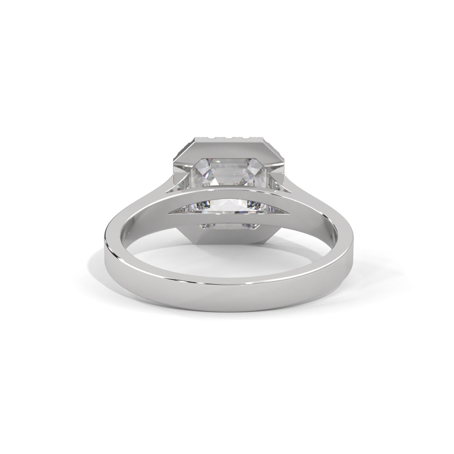 Asscher Cut Lab-Grown Diamond Halo Split Shank Engagement Ring in White Gold