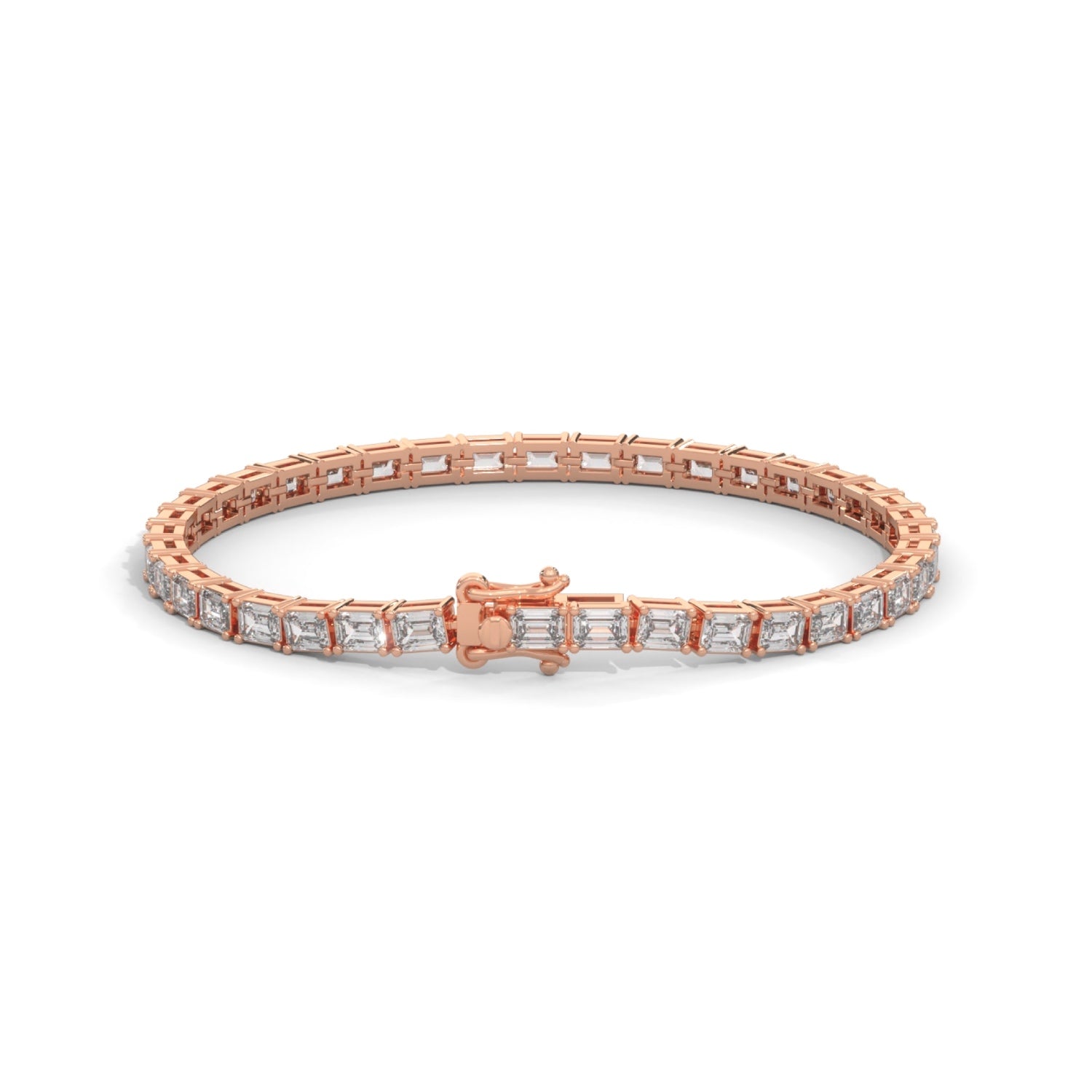 Emerald Cut Lab-Grown Diamond Tennis Bracelet in Rose Gold