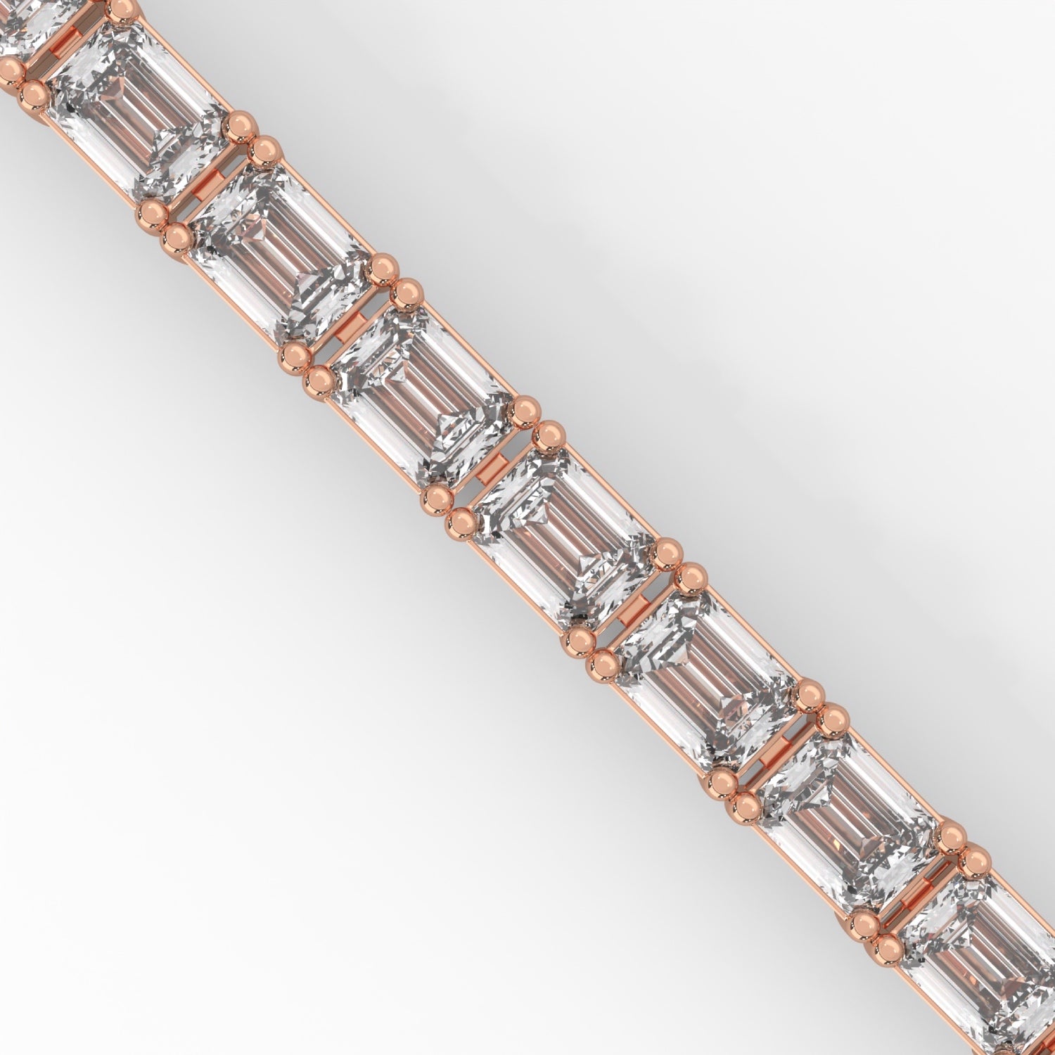 Emerald Cut Lab-Grown Diamond Tennis Bracelet in Rose Gold
