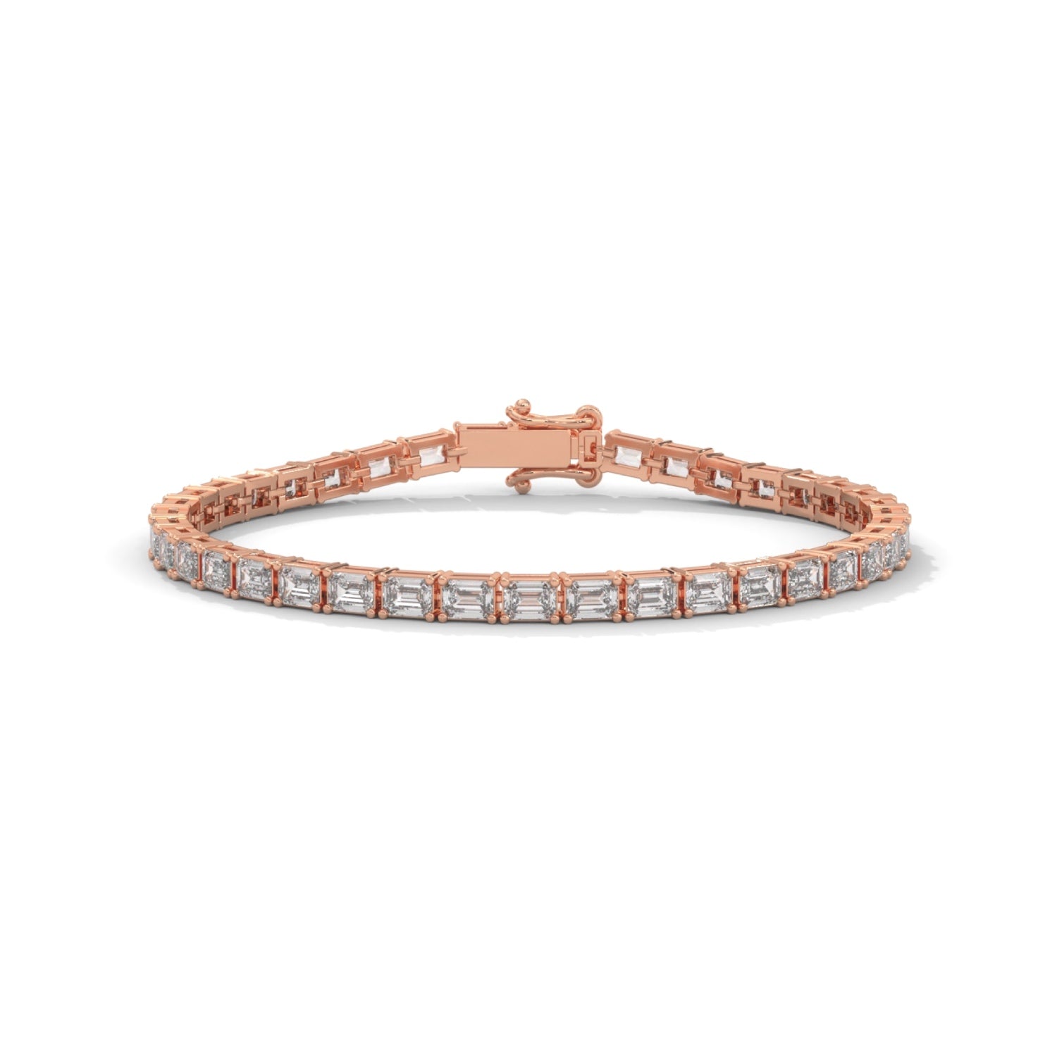 Emerald Cut Lab-Grown Diamond Tennis Bracelet in Rose Gold