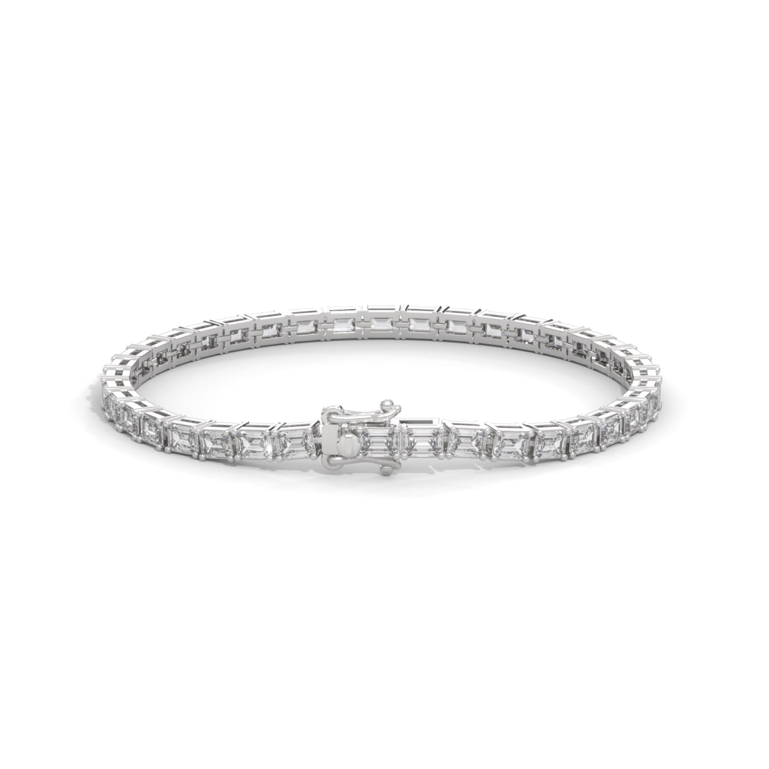Emerald Cut Lab-Grown Diamond Tennis Bracelet in White Gold