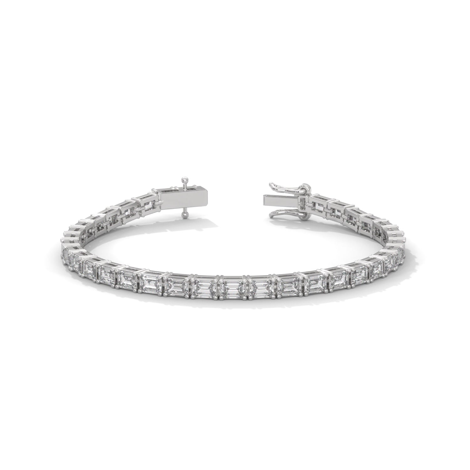 Emerald Cut Lab-Grown Diamond Tennis Bracelet in White Gold