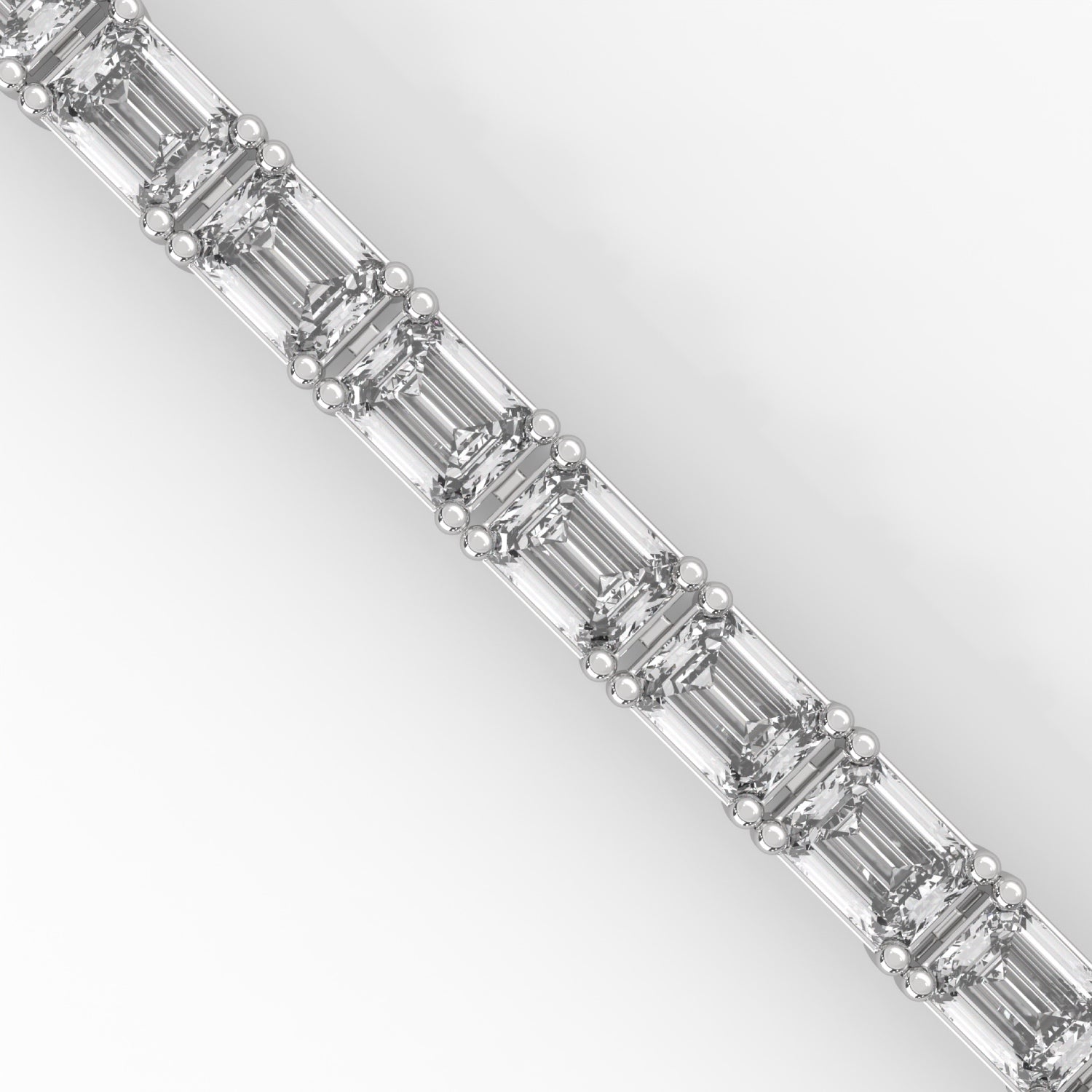 Emerald Cut Lab-Grown Diamond Tennis Bracelet in White Gold