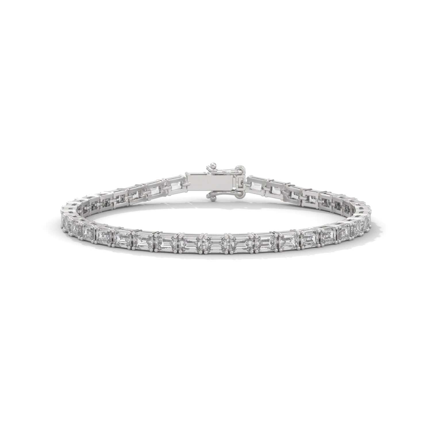 Emerald Cut Lab-Grown Diamond Tennis Bracelet in White Gold