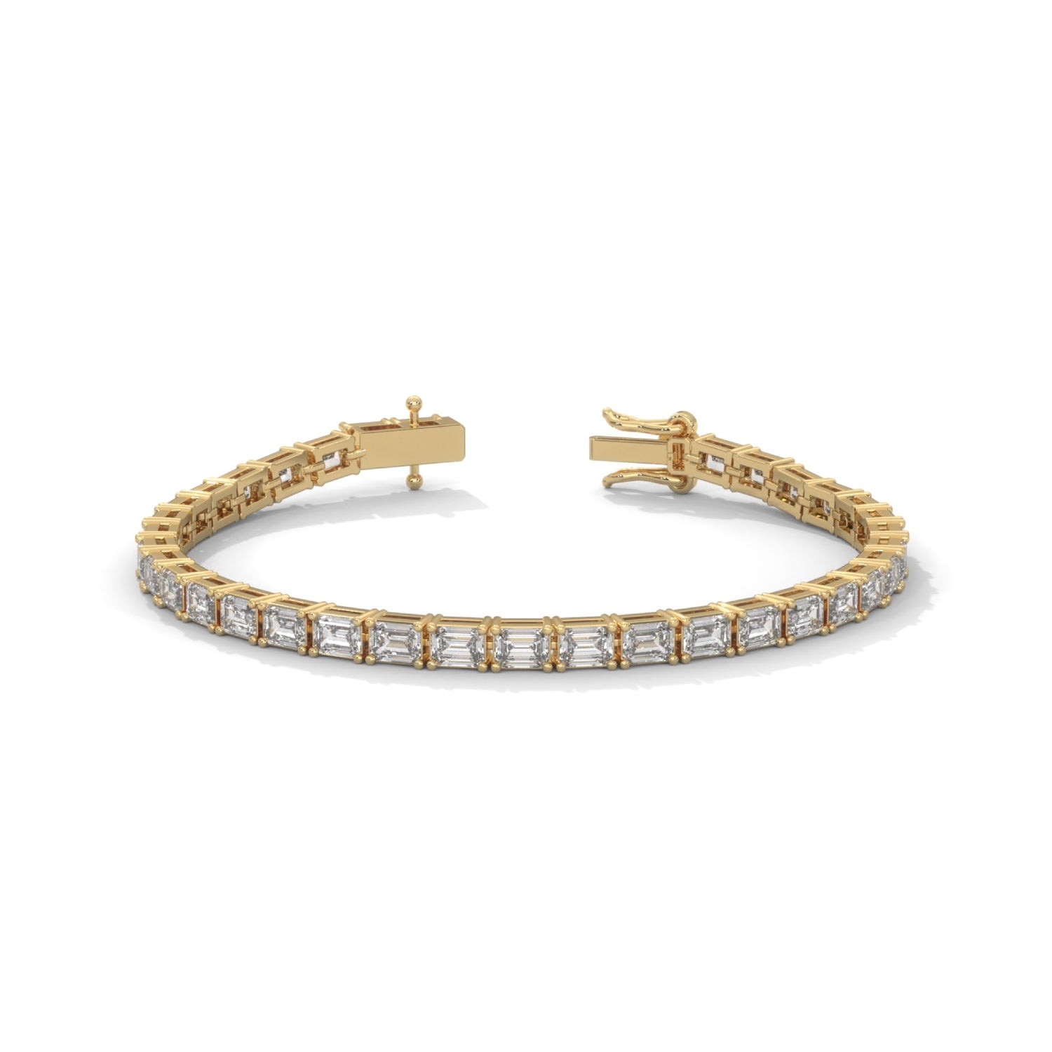 Emerald Cut Lab-Grown Diamond Tennis Bracelet in Yellow Gold