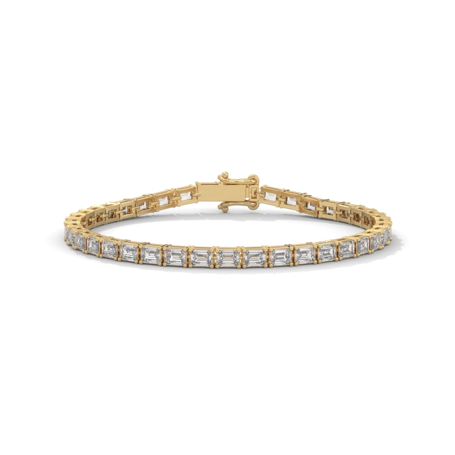 Emerald Cut Lab-Grown Diamond Tennis Bracelet in Yellow Gold