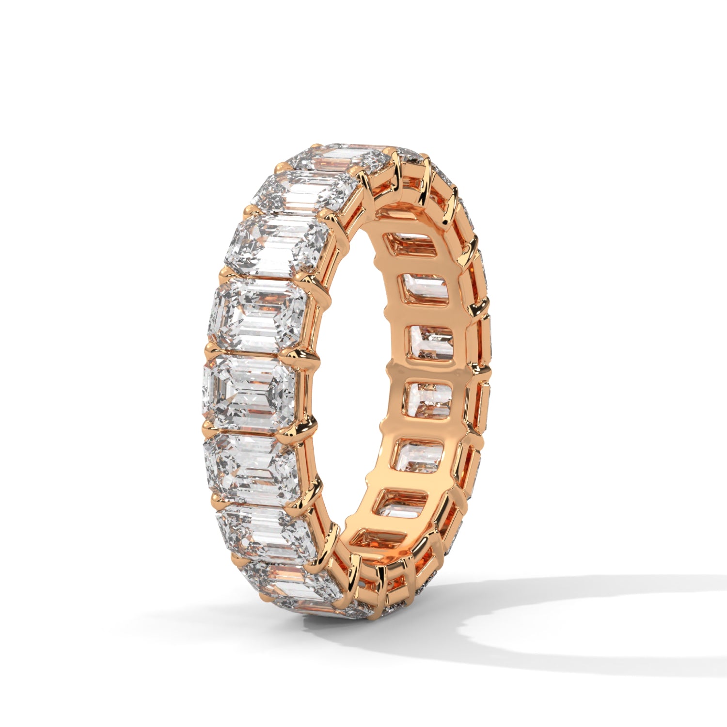 Emerald Cut Lab-Grown Diamond Eternity Ring in Rose Gold