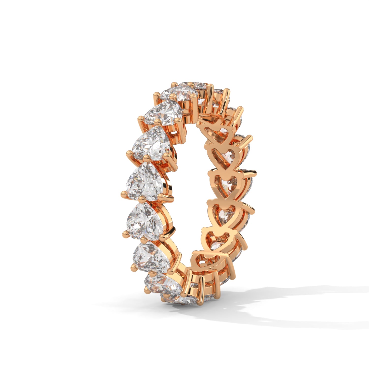 Heart-Shaped Lab-Grown Diamond Eternity Ring in Rose Gold