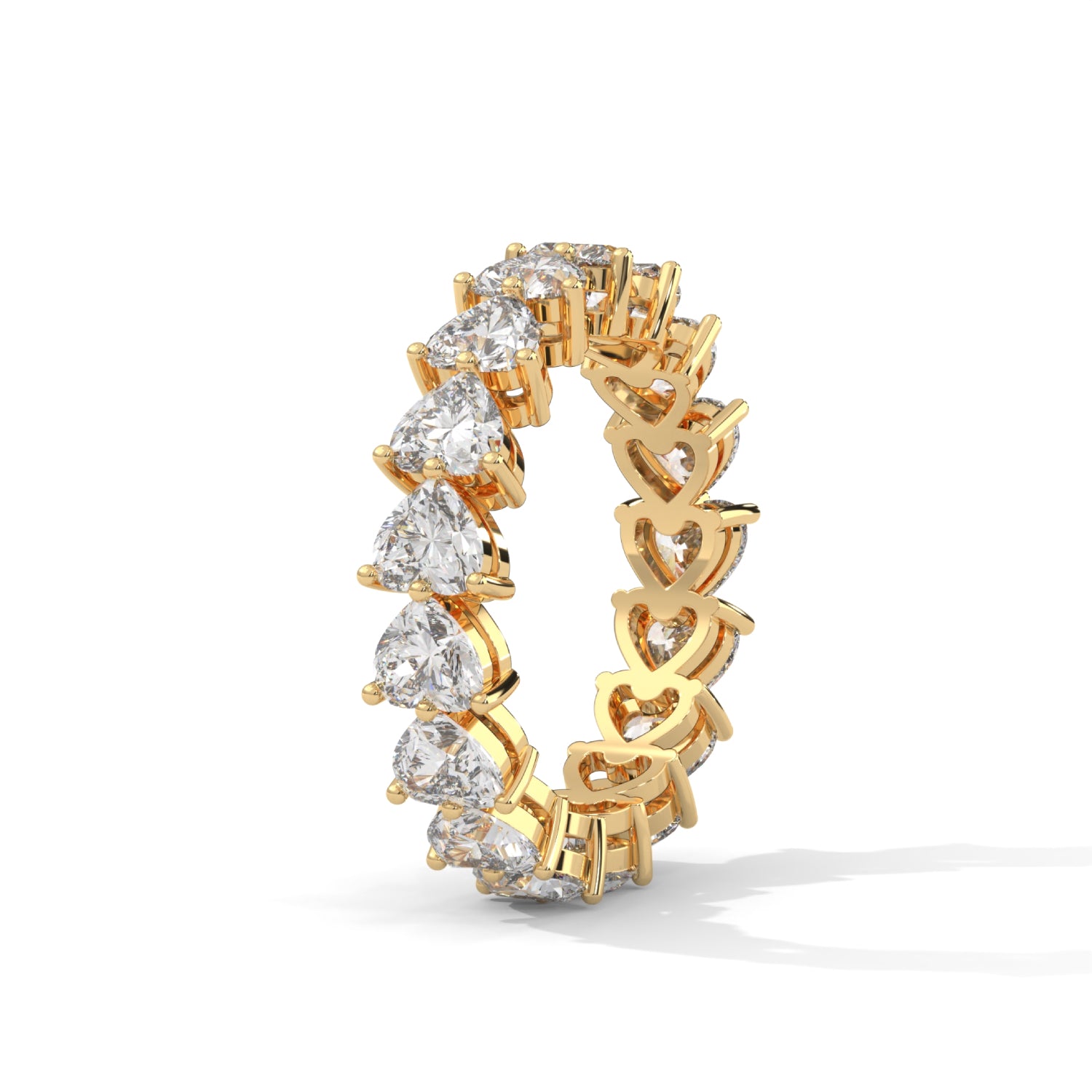 Heart-Shaped Lab-Grown Diamond Eternity Ring in Yellow Gold