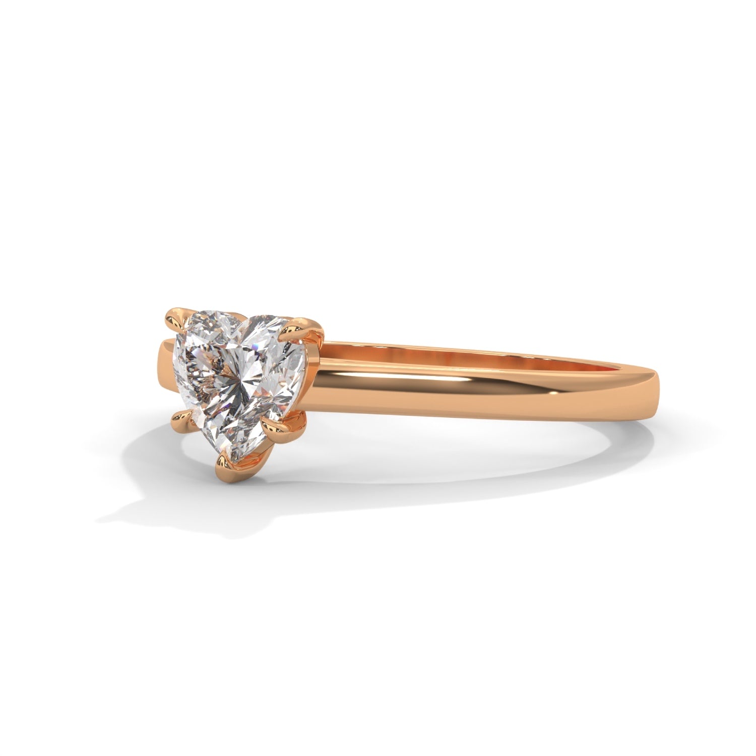 Heart-Shaped Lab-Grown Diamond Solitaire Engagement Ring in Rose Gold