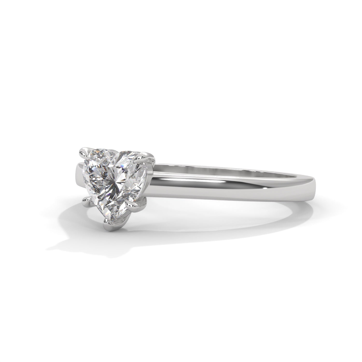 Heart-Shaped Lab-Grown Diamond Solitaire Engagement Ring in White Gold