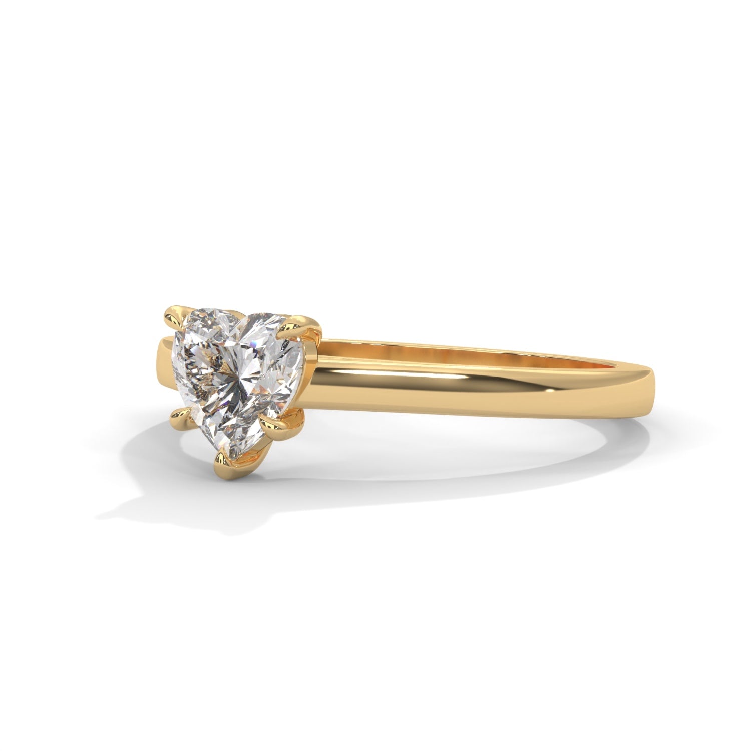 Heart-Shaped Lab-Grown Diamond Solitaire Engagement Ring in Yellow Gold