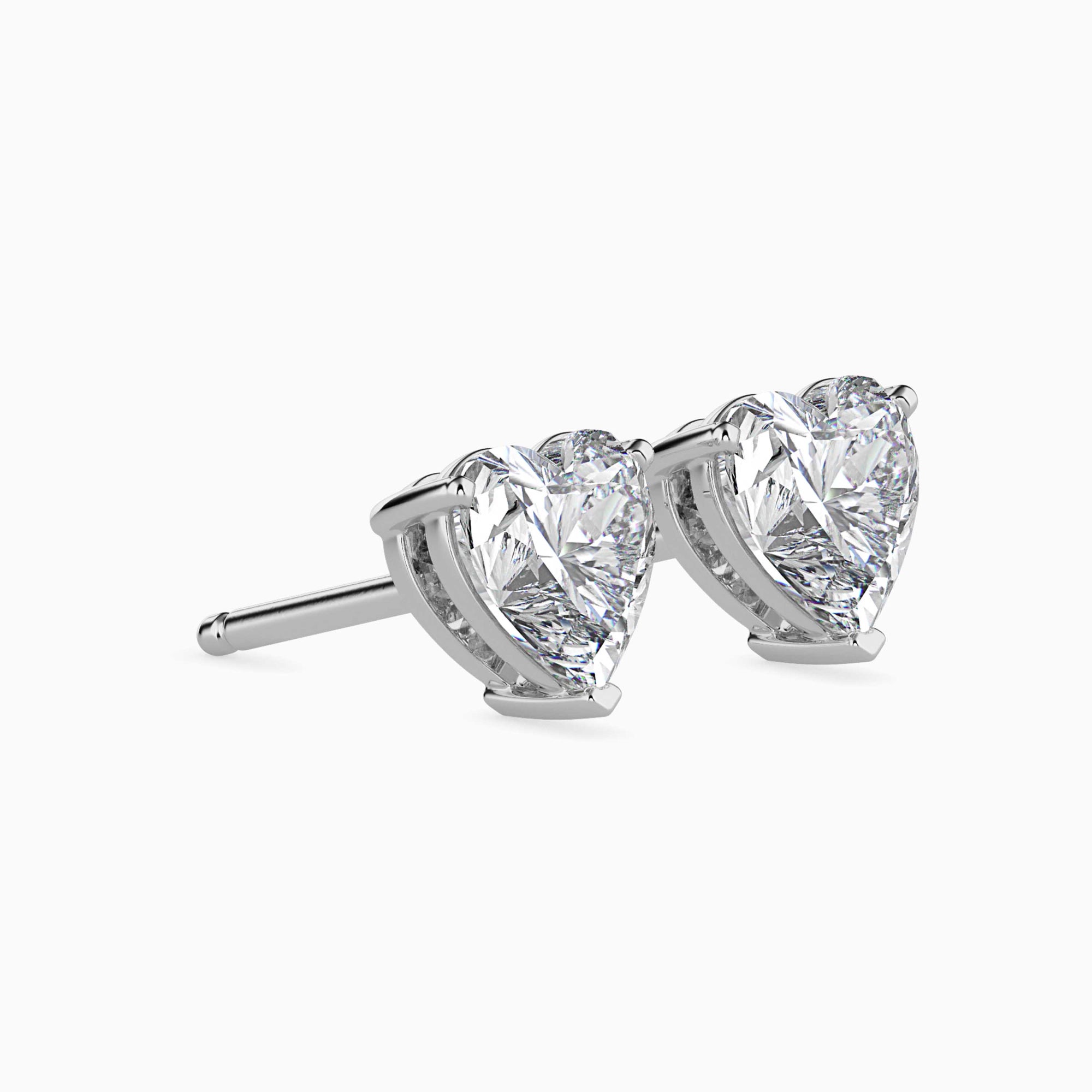 Heart-Shaped Lab-Grown Diamond Basket Stud Earrings in White Gold