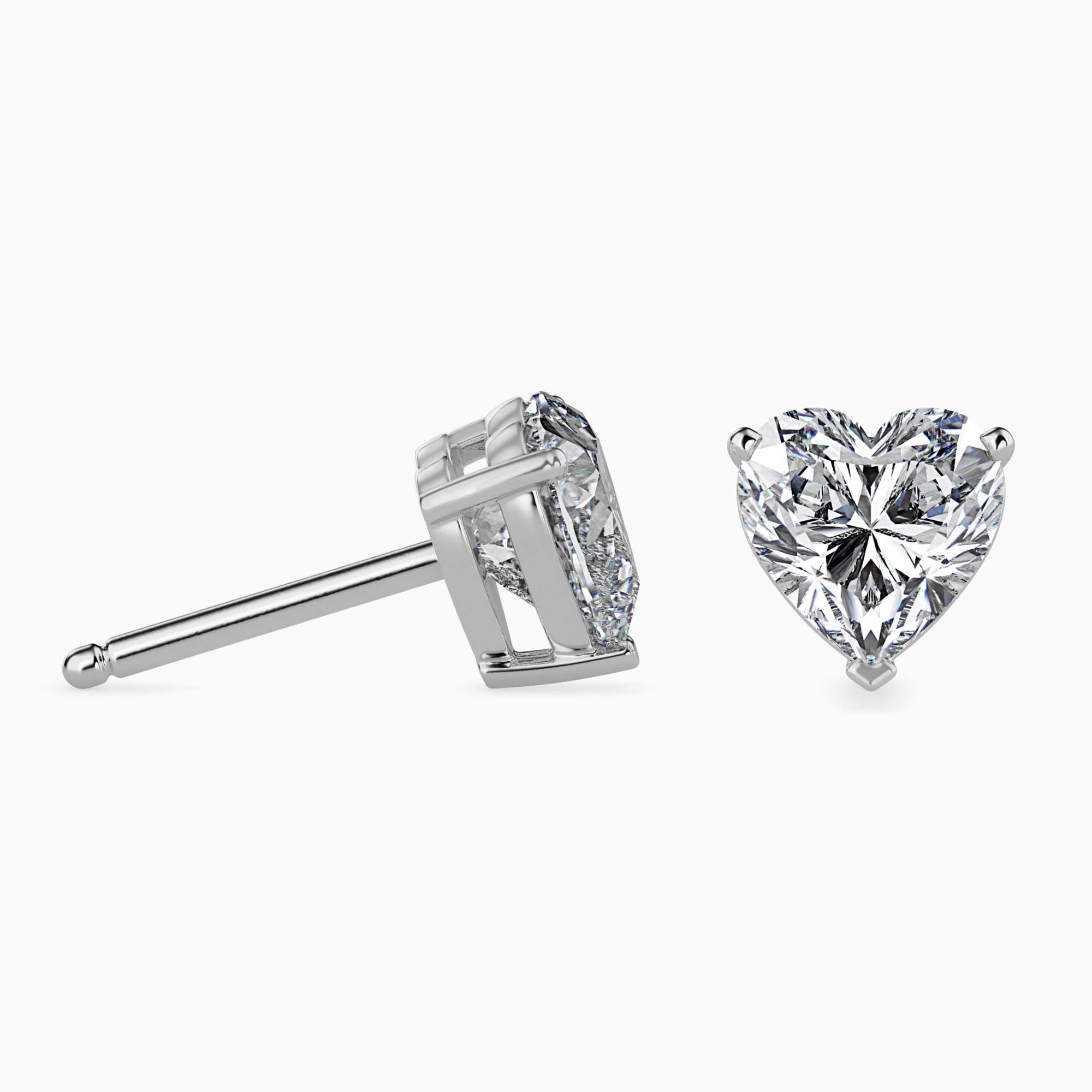 Heart-Shaped Lab-Grown Diamond Basket Stud Earrings in White Gold