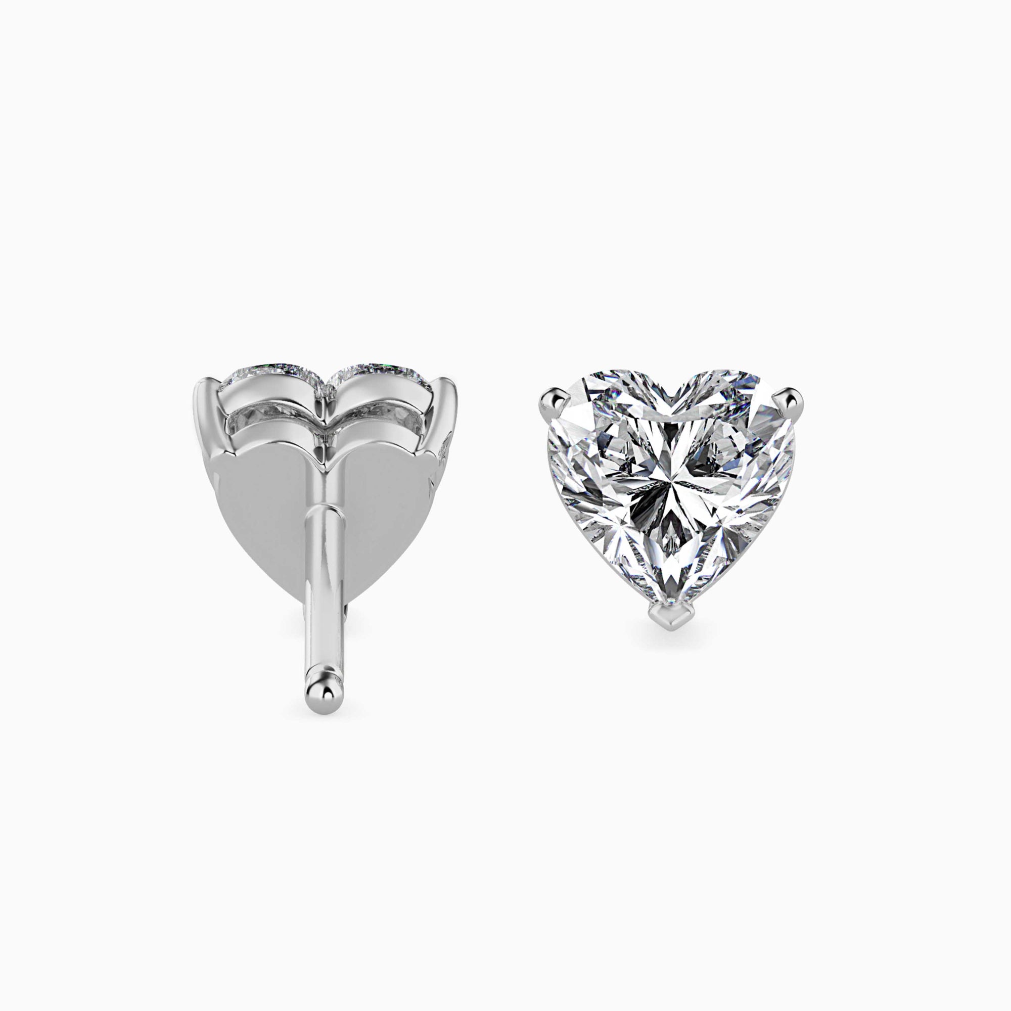 Heart-Shaped Lab-Grown Diamond Basket Stud Earrings in White Gold