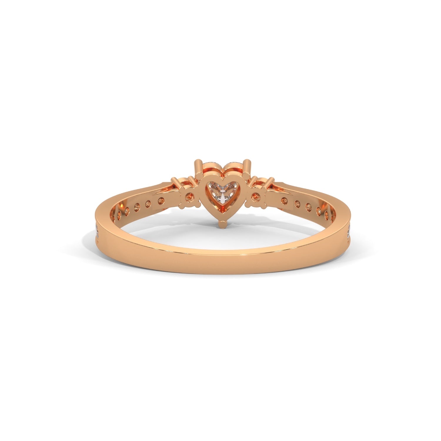 Heart-Shaped and Round Brilliant Cut Lab-Grown Diamond Engagement Ring in Rose Gold