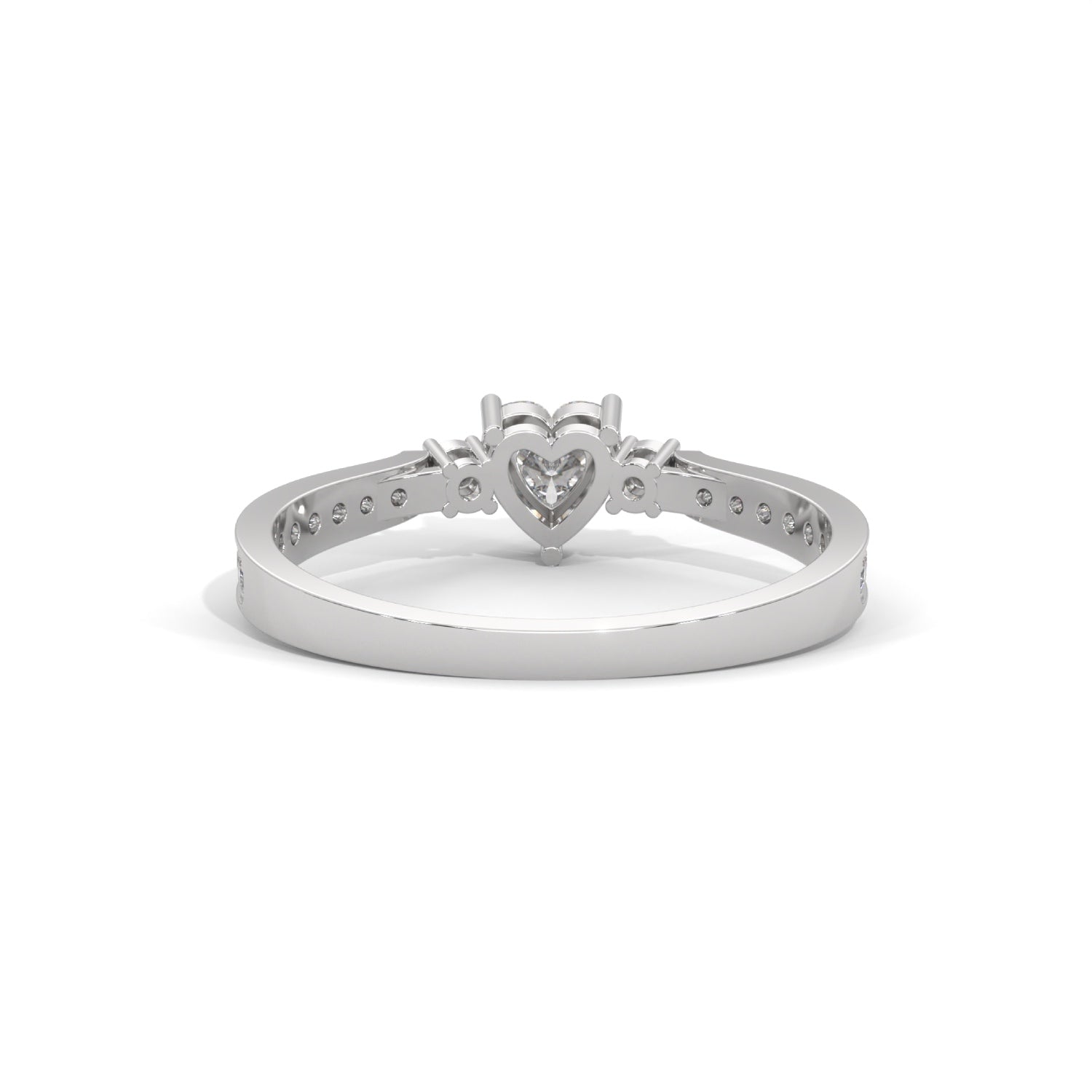 Heart-Shaped and Round Brilliant Cut Lab-Grown Diamond Engagement Ring in White Gold