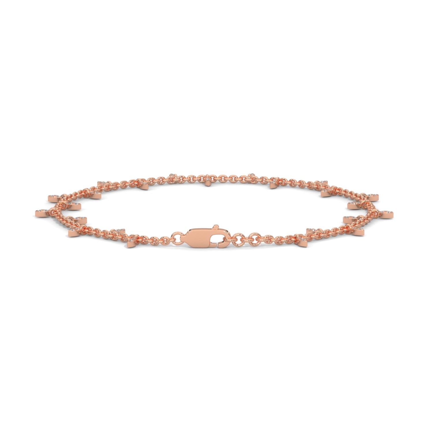 Lab-Grown Diamond Marquise Drop Chain Bracelet in Rose Gold