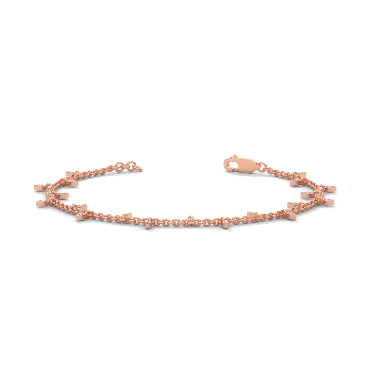 Lab-Grown Diamond Marquise Drop Chain Bracelet in Rose Gold