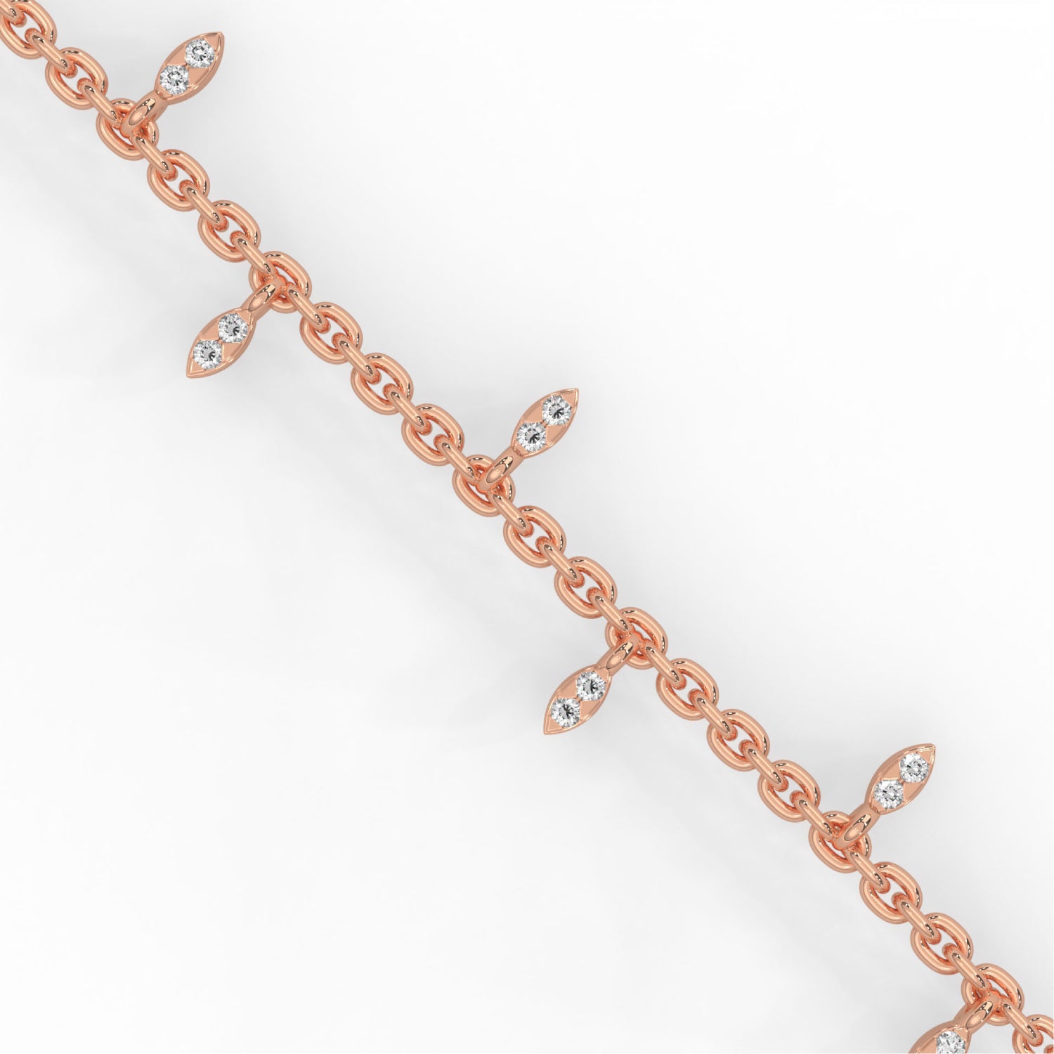 Lab-Grown Diamond Marquise Drop Chain Bracelet in Rose Gold