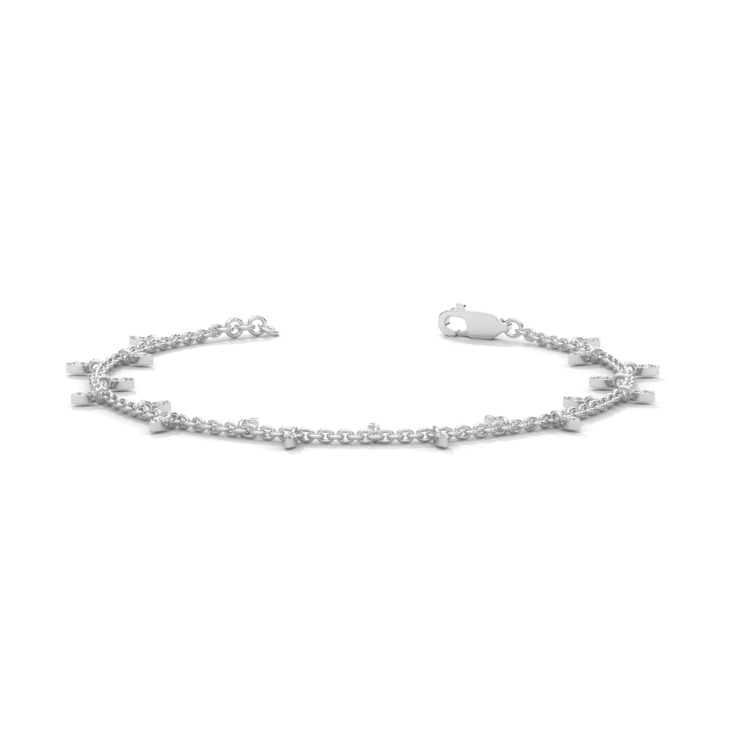 Lab-Grown Diamond Marquise Drop Chain Bracelet in White Gold