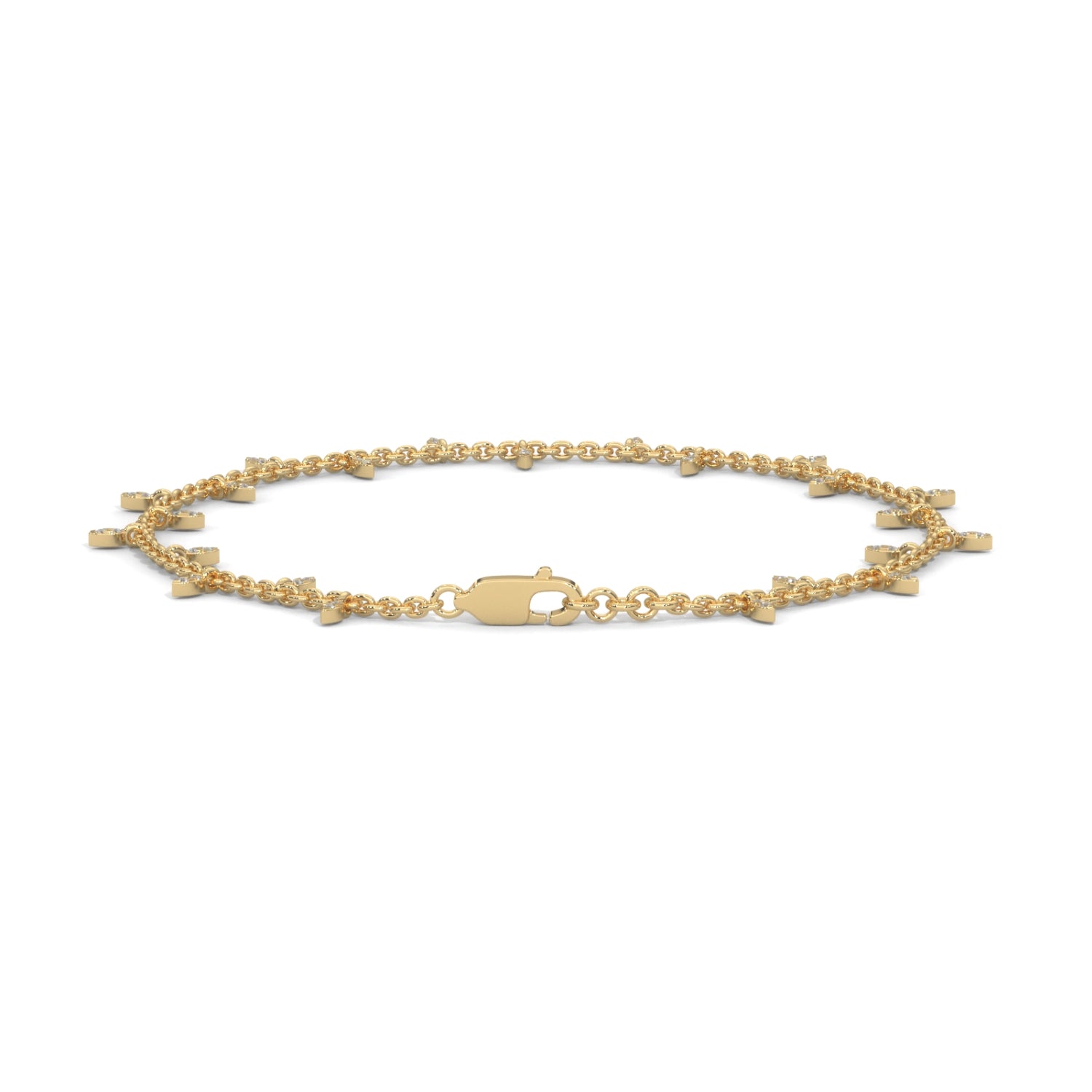 Lab-Grown Diamond Marquise Drop Chain Bracelet in Yellow Gold