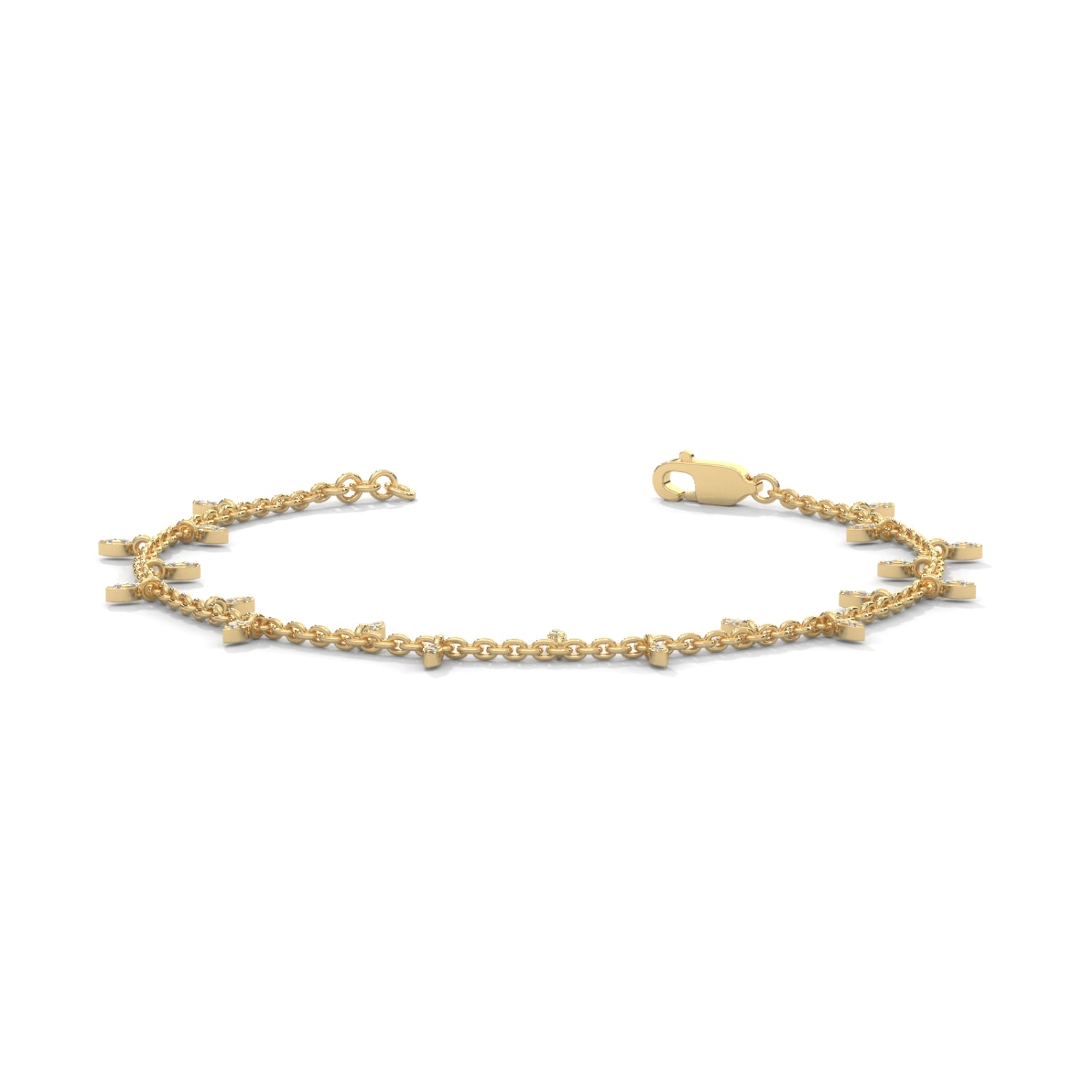 Lab-Grown Diamond Marquise Drop Chain Bracelet in Yellow Gold