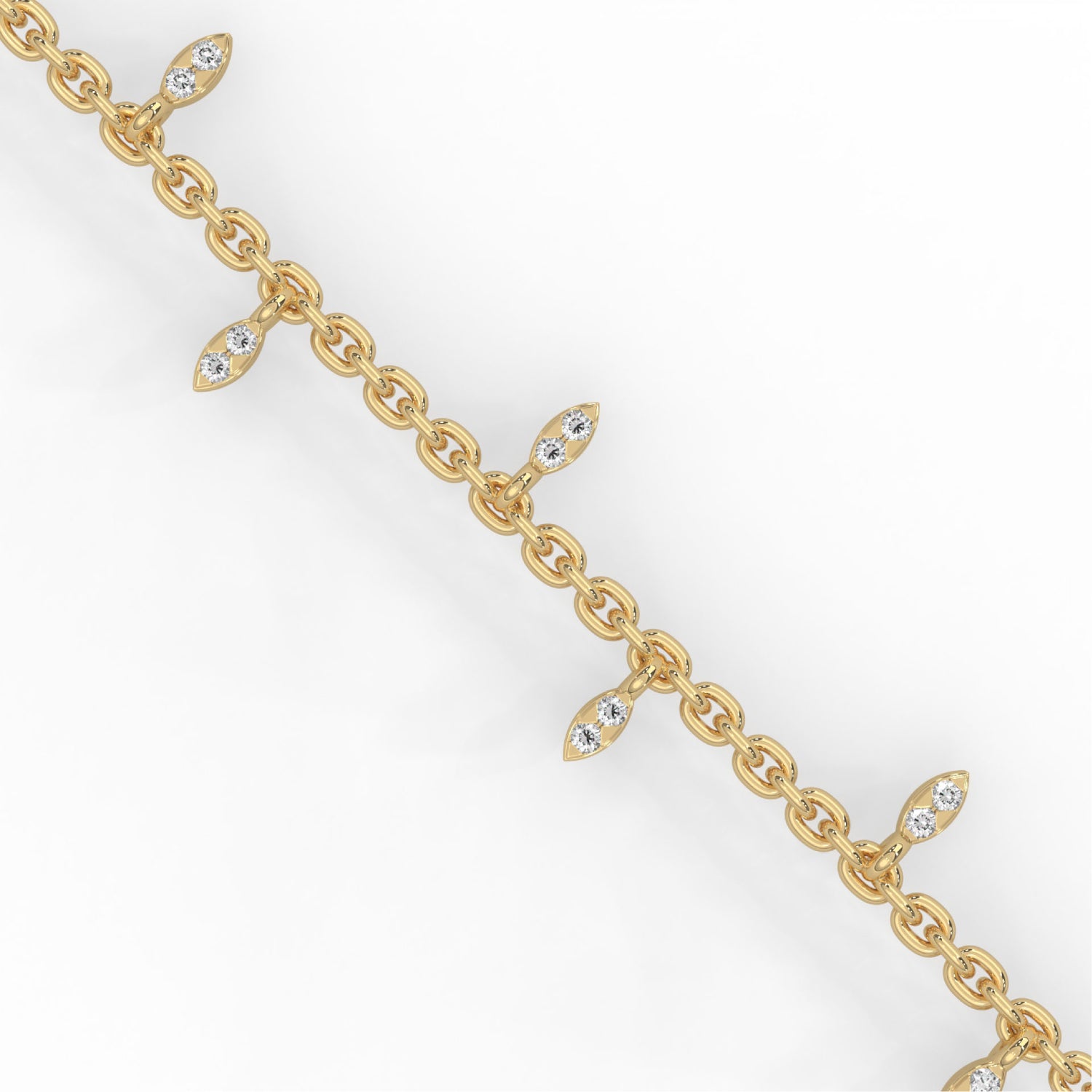 Lab-Grown Diamond Marquise Drop Chain Bracelet in Yellow Gold