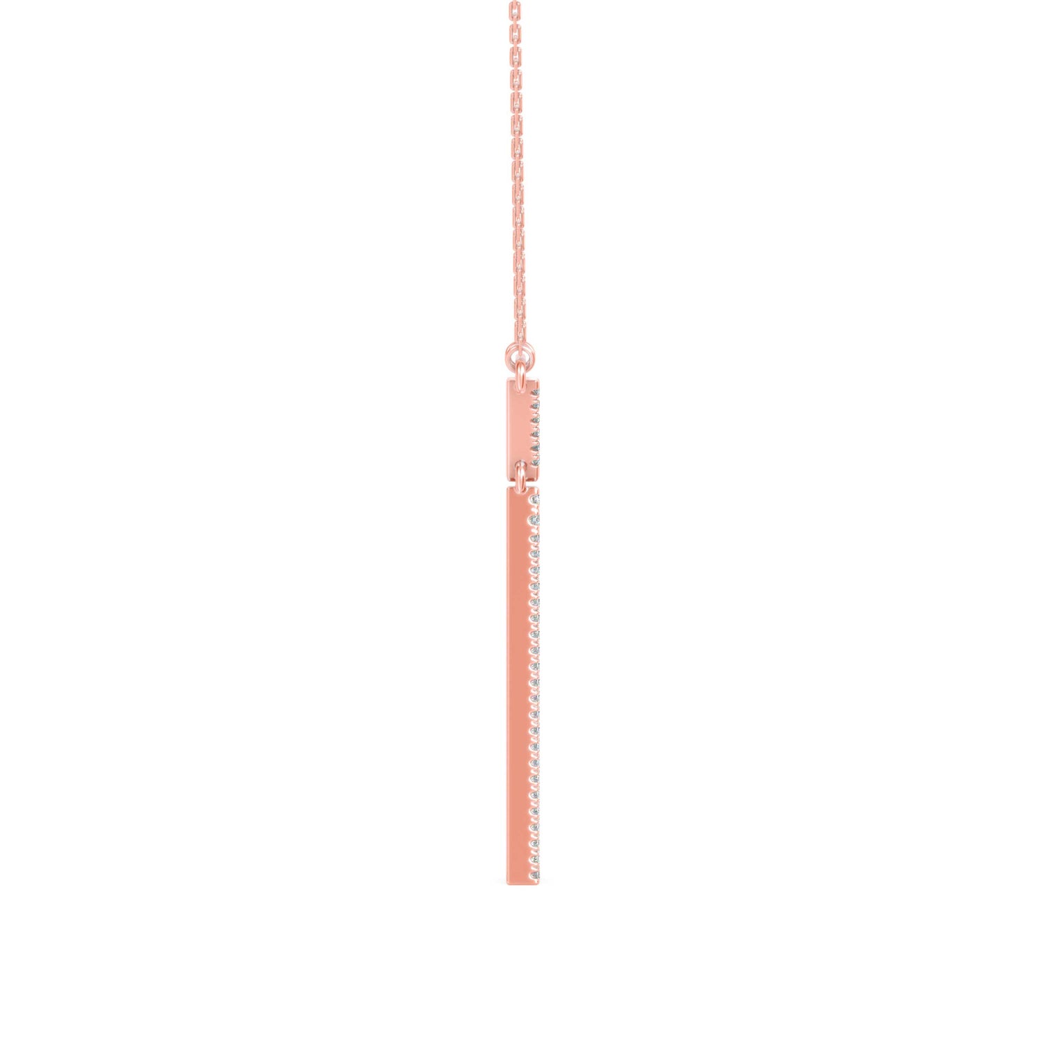 Lab-Grown Diamond Pavé Double Triangle Drop Pendant in Rose Gold