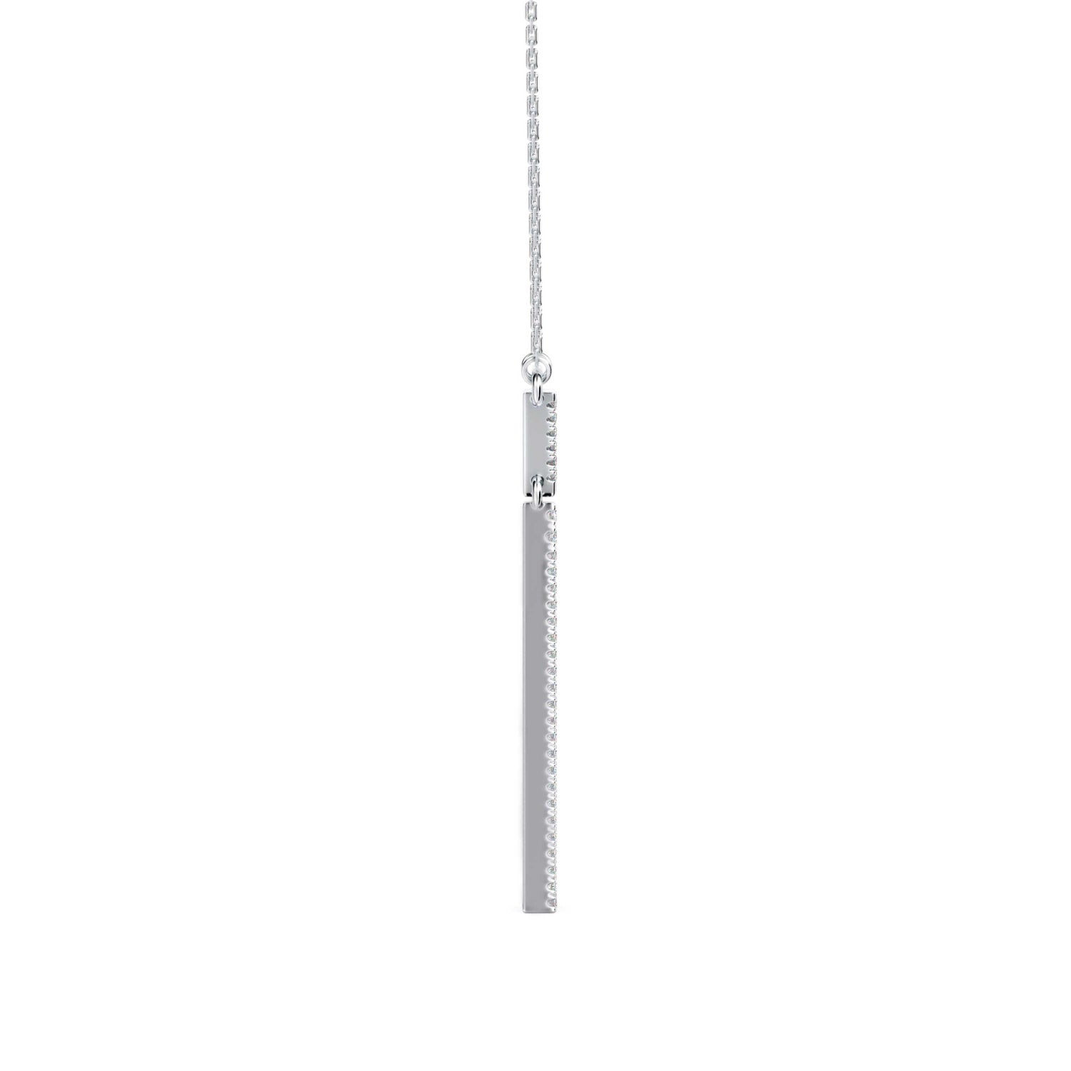 Lab-Grown Diamond Pavé Double Triangle Drop Pendant in White Gold