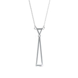 Lab-Grown Diamond Pavé Double Triangle Drop Pendant in White Gold