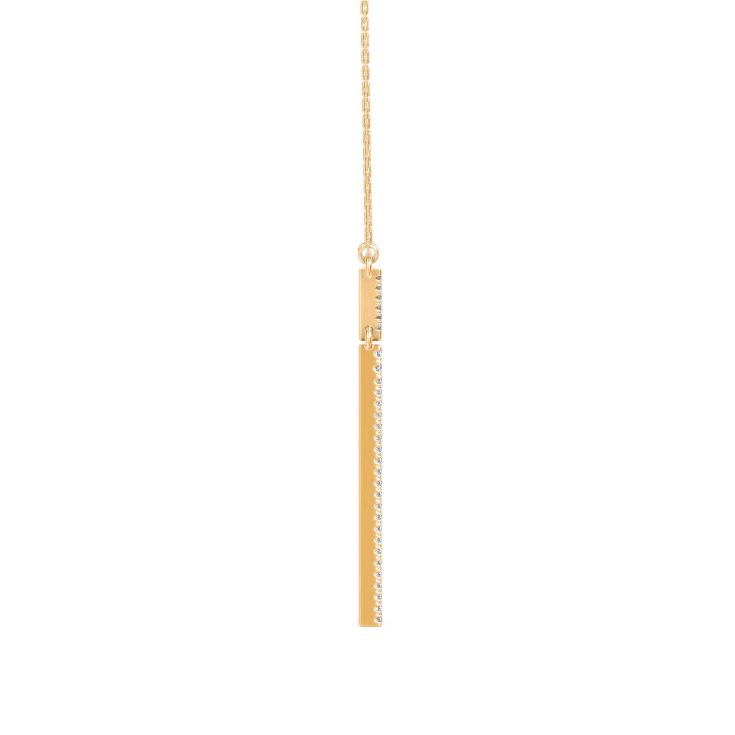 Lab-Grown Diamond Pavé Double Triangle Drop Pendant in Yellow Gold