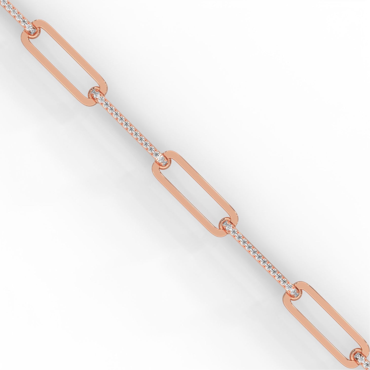 Lab-Grown Diamond Pavé Elongated Link Bracelet in Rose Gold