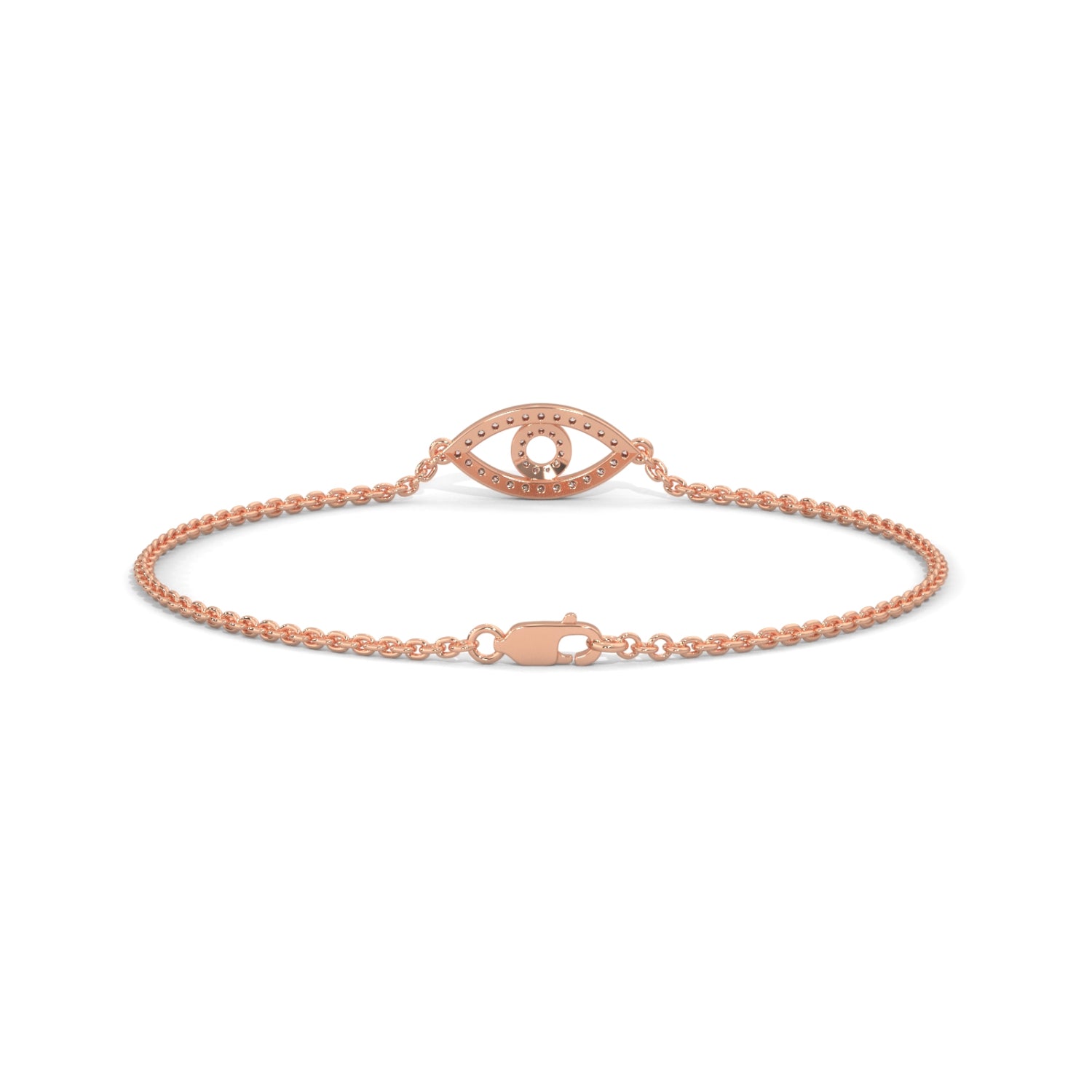 Lab-Grown Diamond Pavé Evil Eye Bracelet in Rose Gold