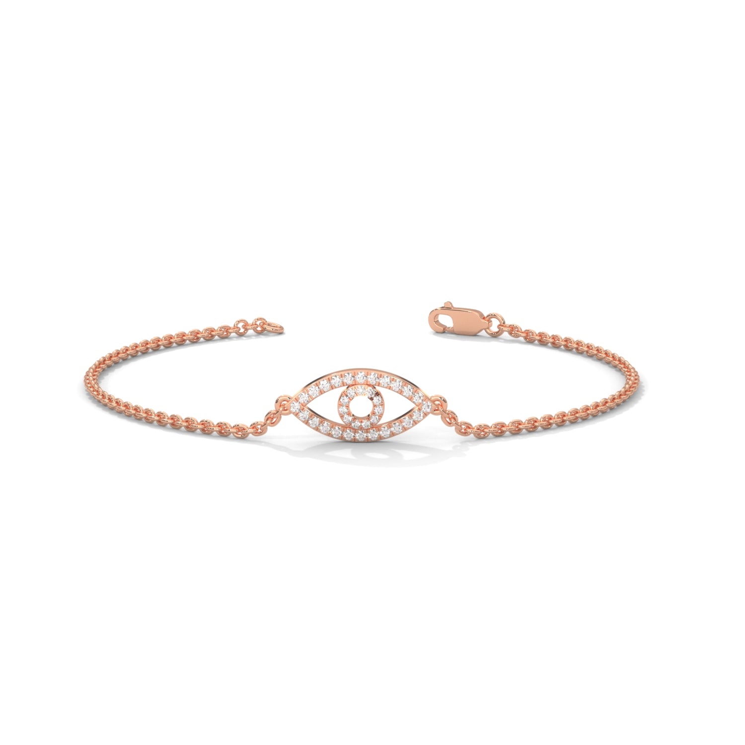 Lab-Grown Diamond Pavé Evil Eye Bracelet in Rose Gold