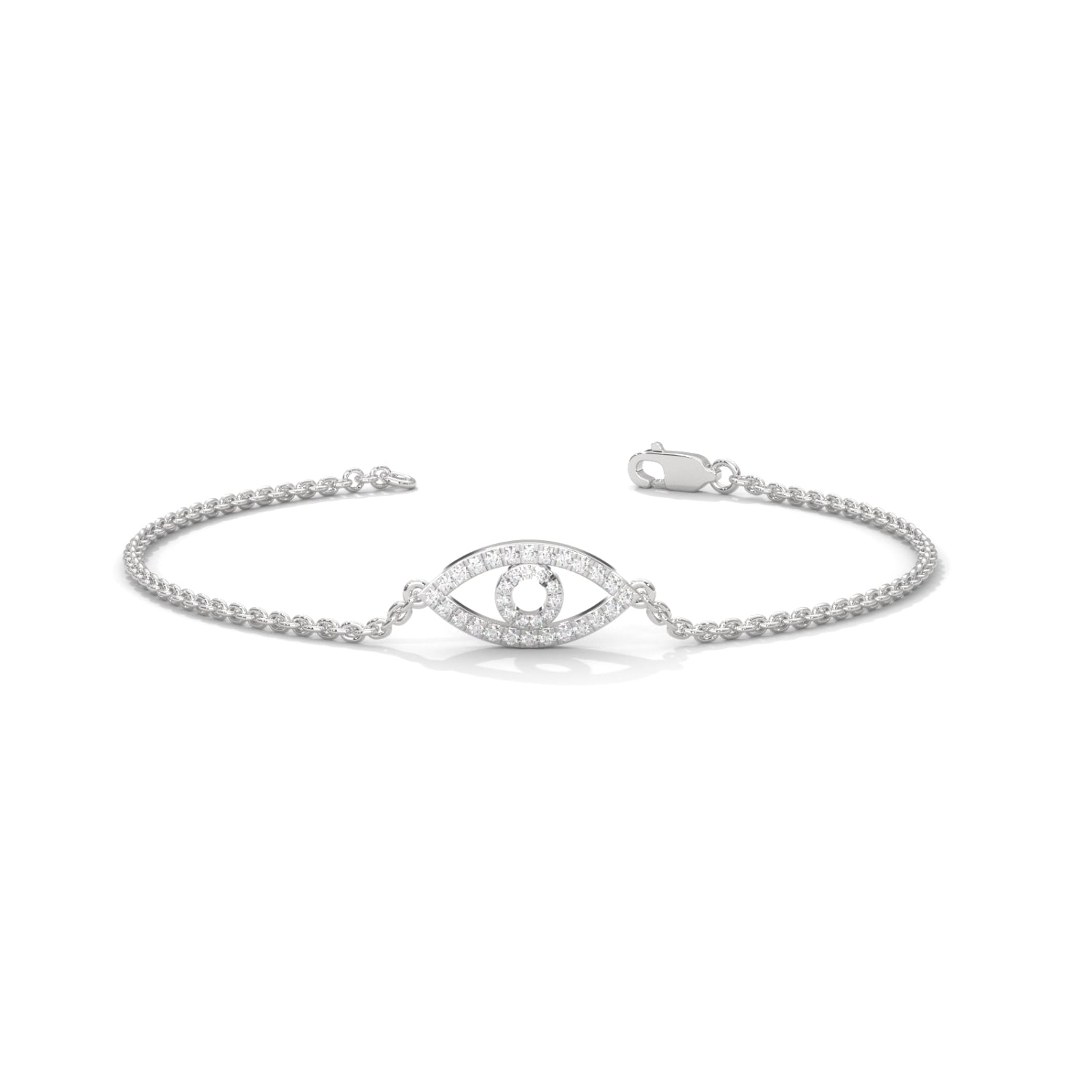 Lab-Grown Diamond Pavé Evil Eye Bracelet in White Gold