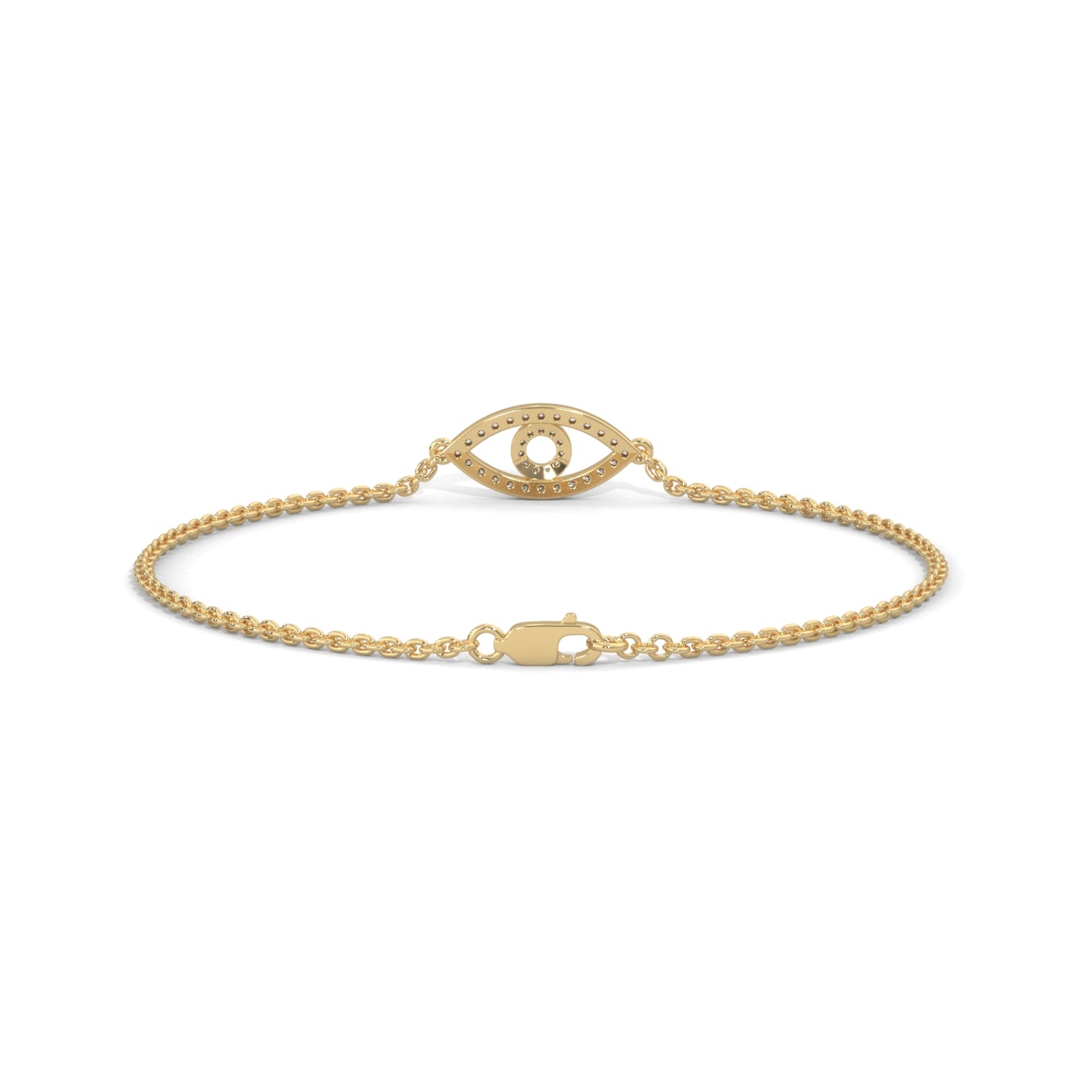 Lab-Grown Diamond Pavé Evil Eye Bracelet in Yellow Gold