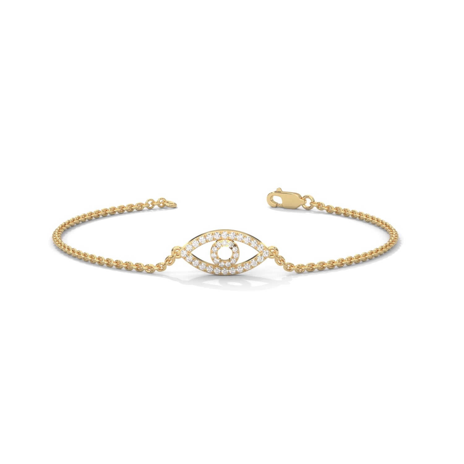 Lab-Grown Diamond Pavé Evil Eye Bracelet in Yellow Gold