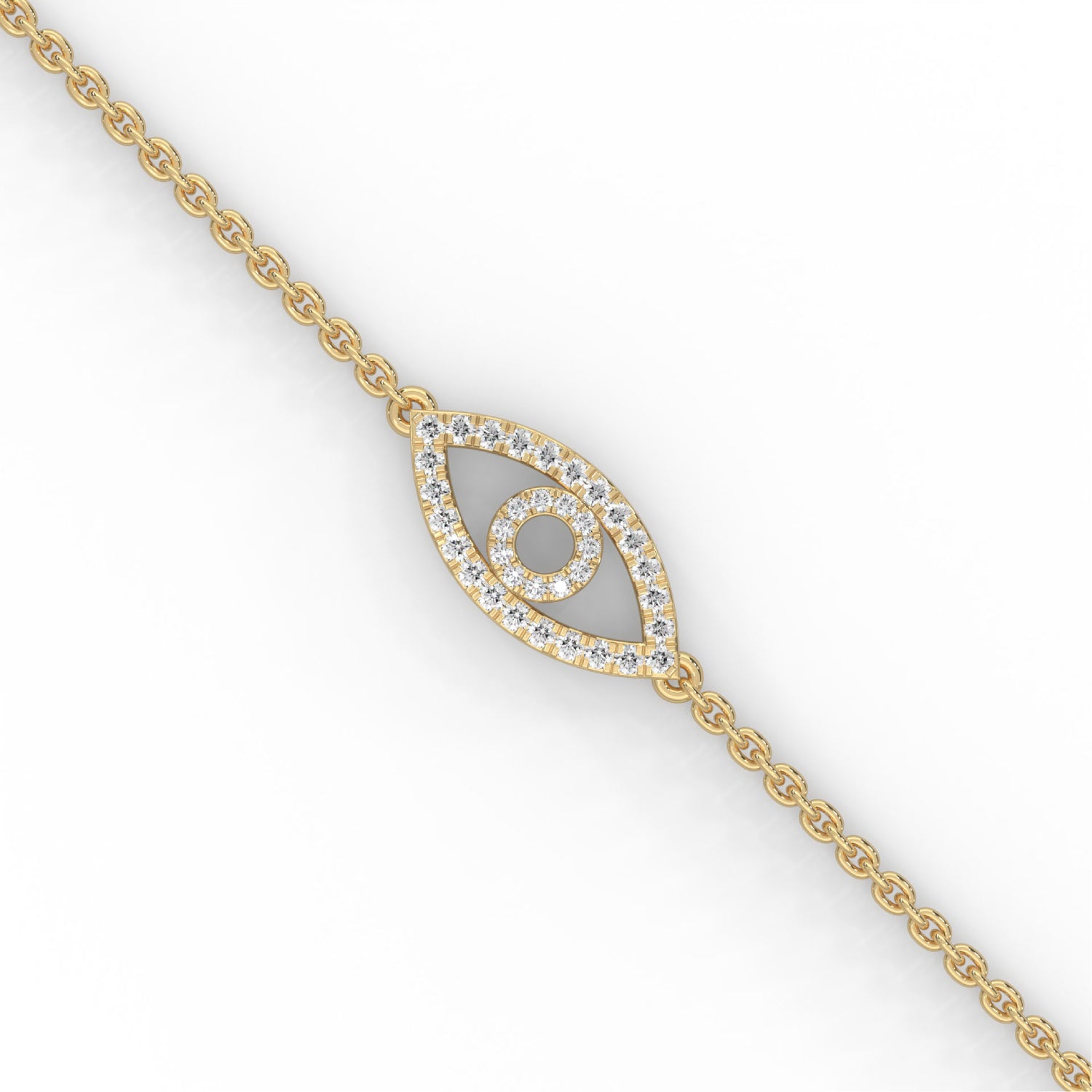 Lab-Grown Diamond Pavé Evil Eye Bracelet in Yellow Gold