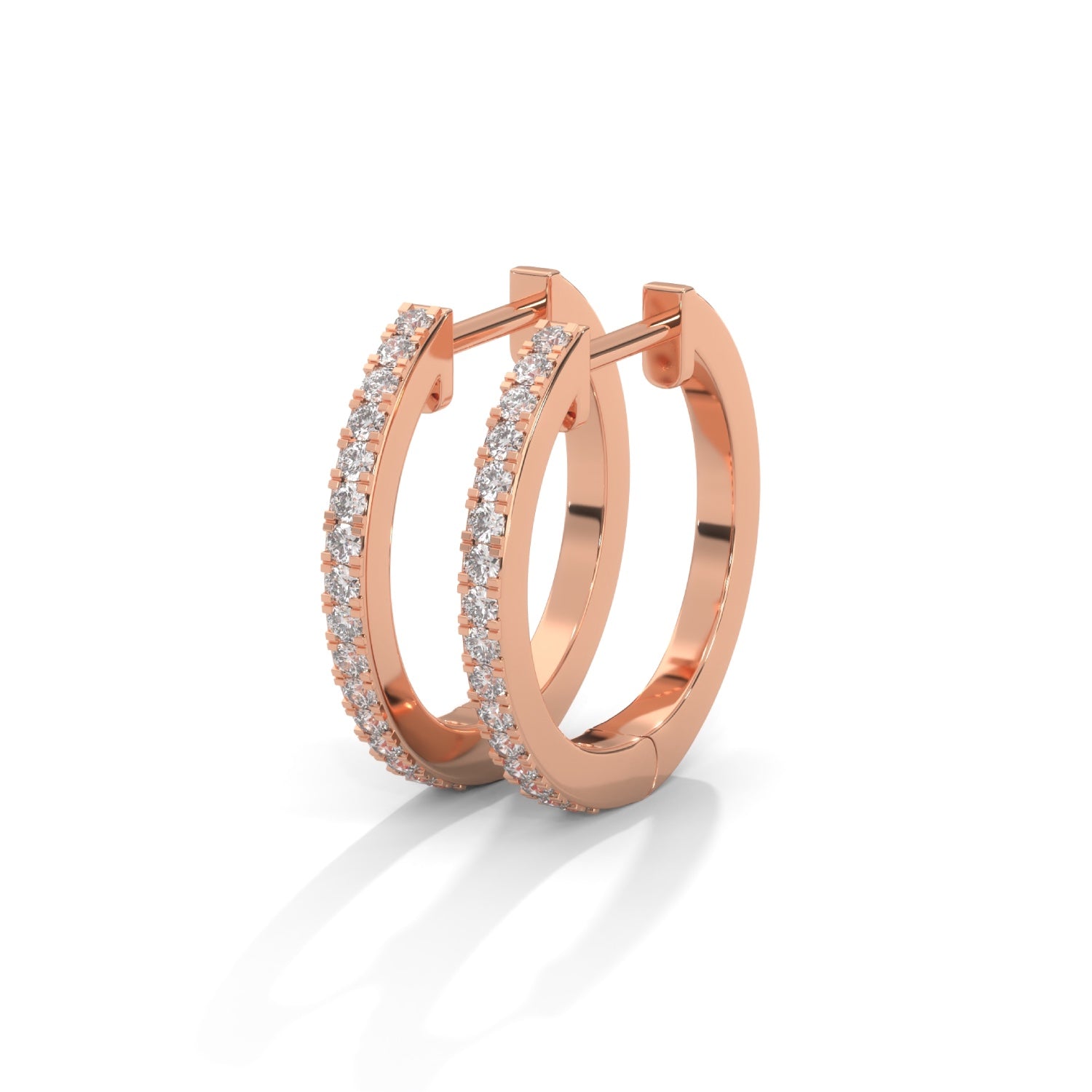Lab-Grown Diamond Pavé Huggie Hoop Earrings in Rose Gold