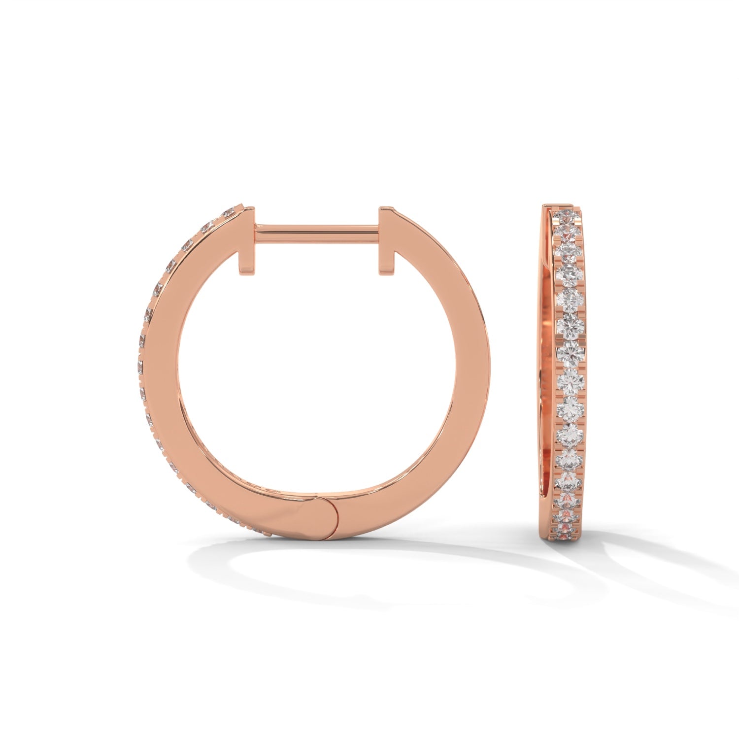 Lab-Grown Diamond Pavé Huggie Hoop Earrings in Rose Gold