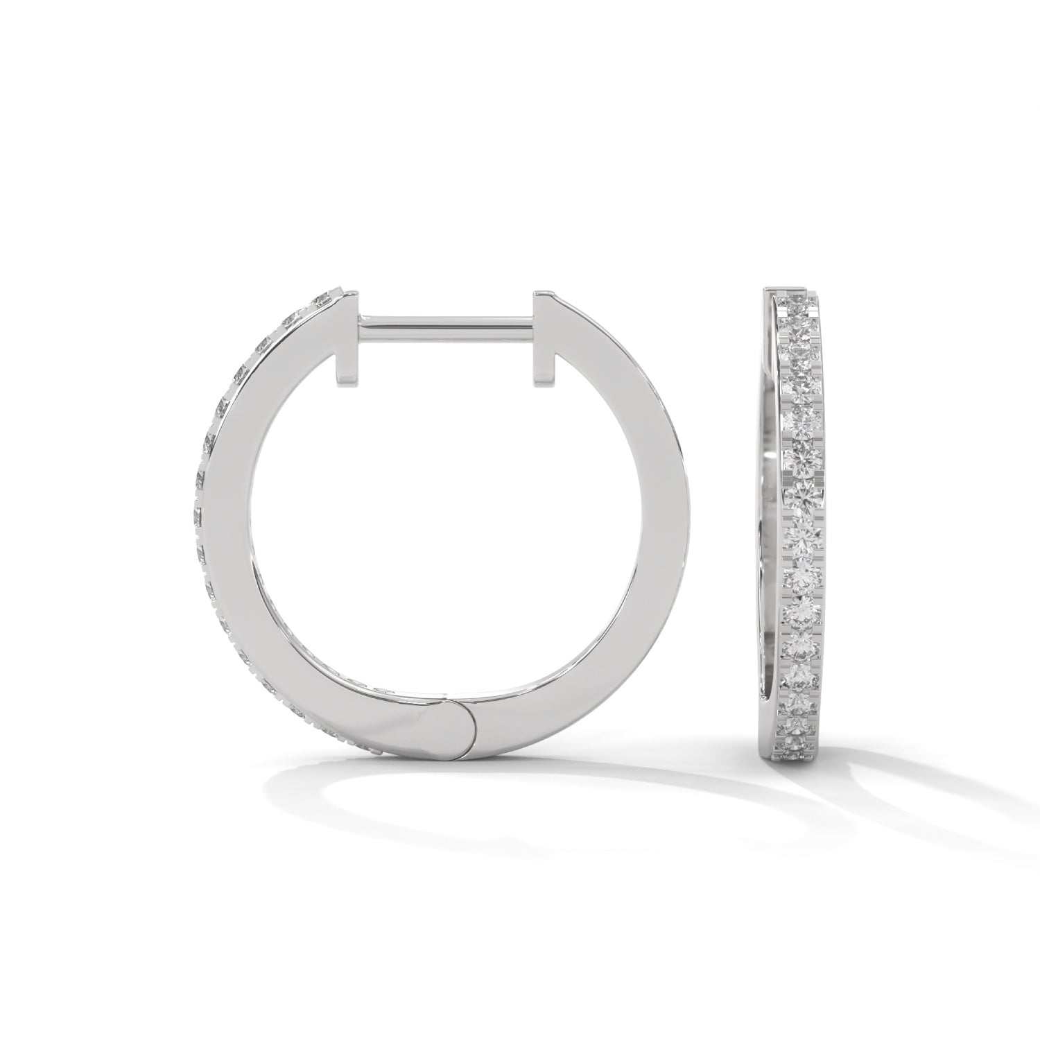Lab-Grown Diamond Pavé Huggie Hoop Earrings in White Gold