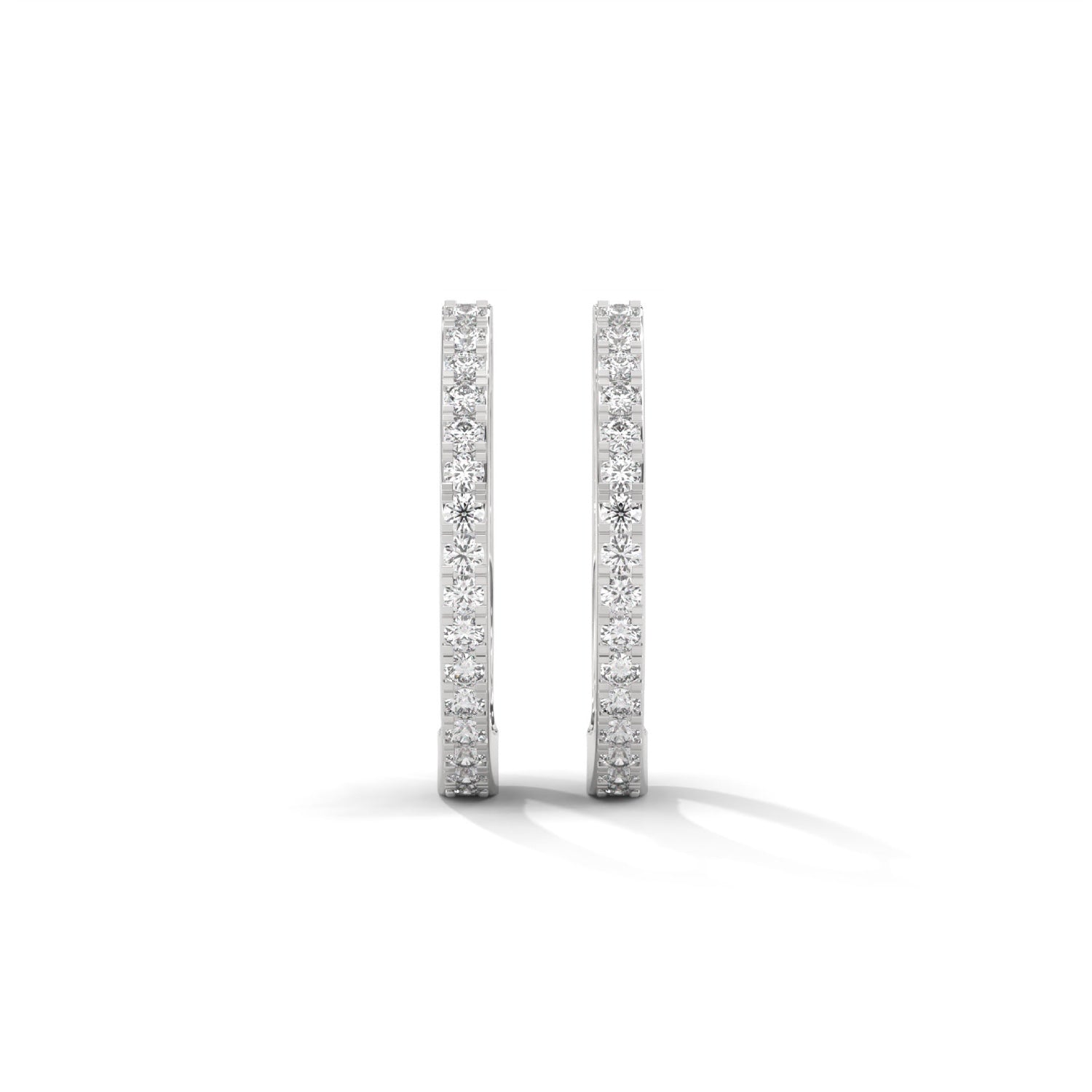 Lab-Grown Diamond Pavé Huggie Hoop Earrings in White Gold