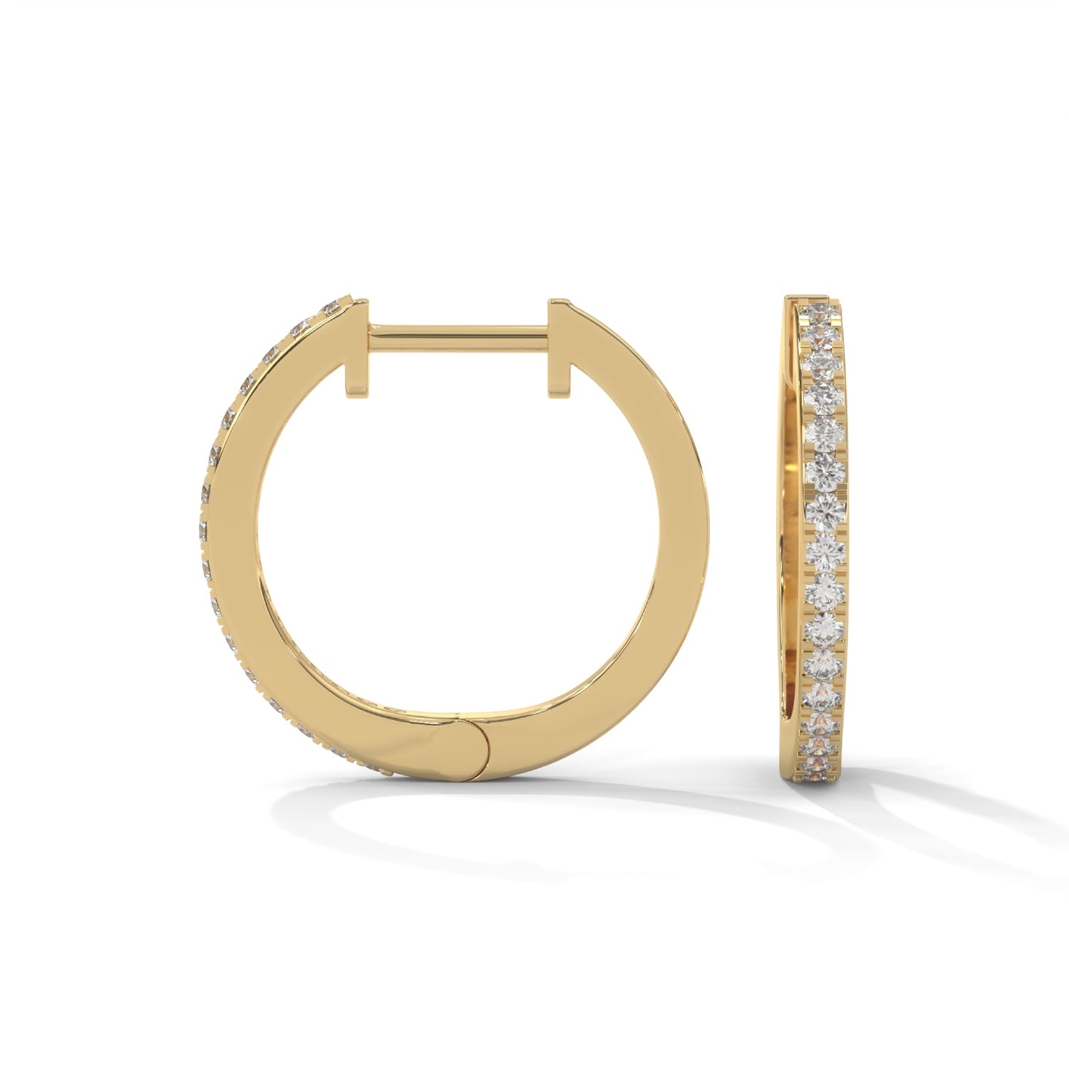 Lab-Grown Diamond Pavé Huggie Hoop Earrings in Yellow Gold