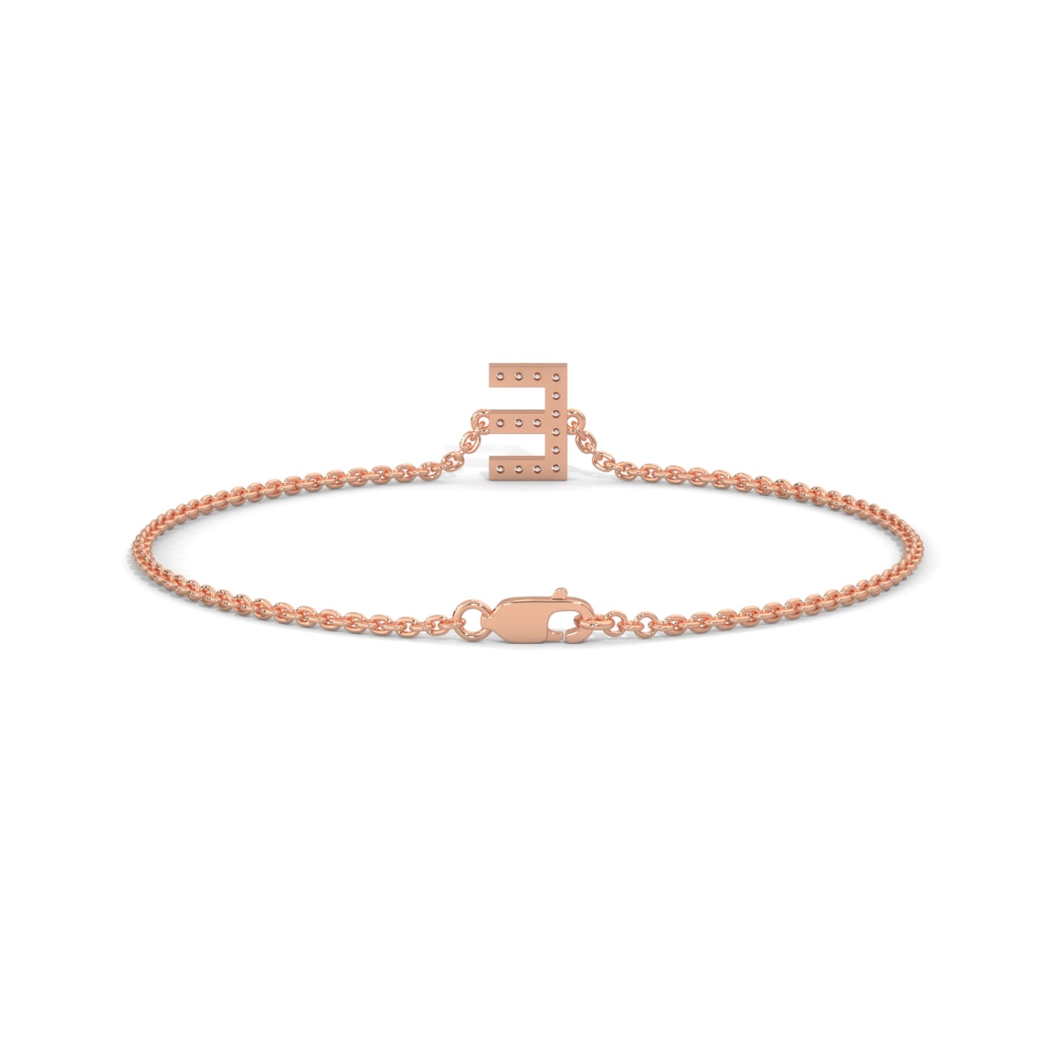 Lab-Grown Diamond Pavé Initial Bracelet in Rose Gold
