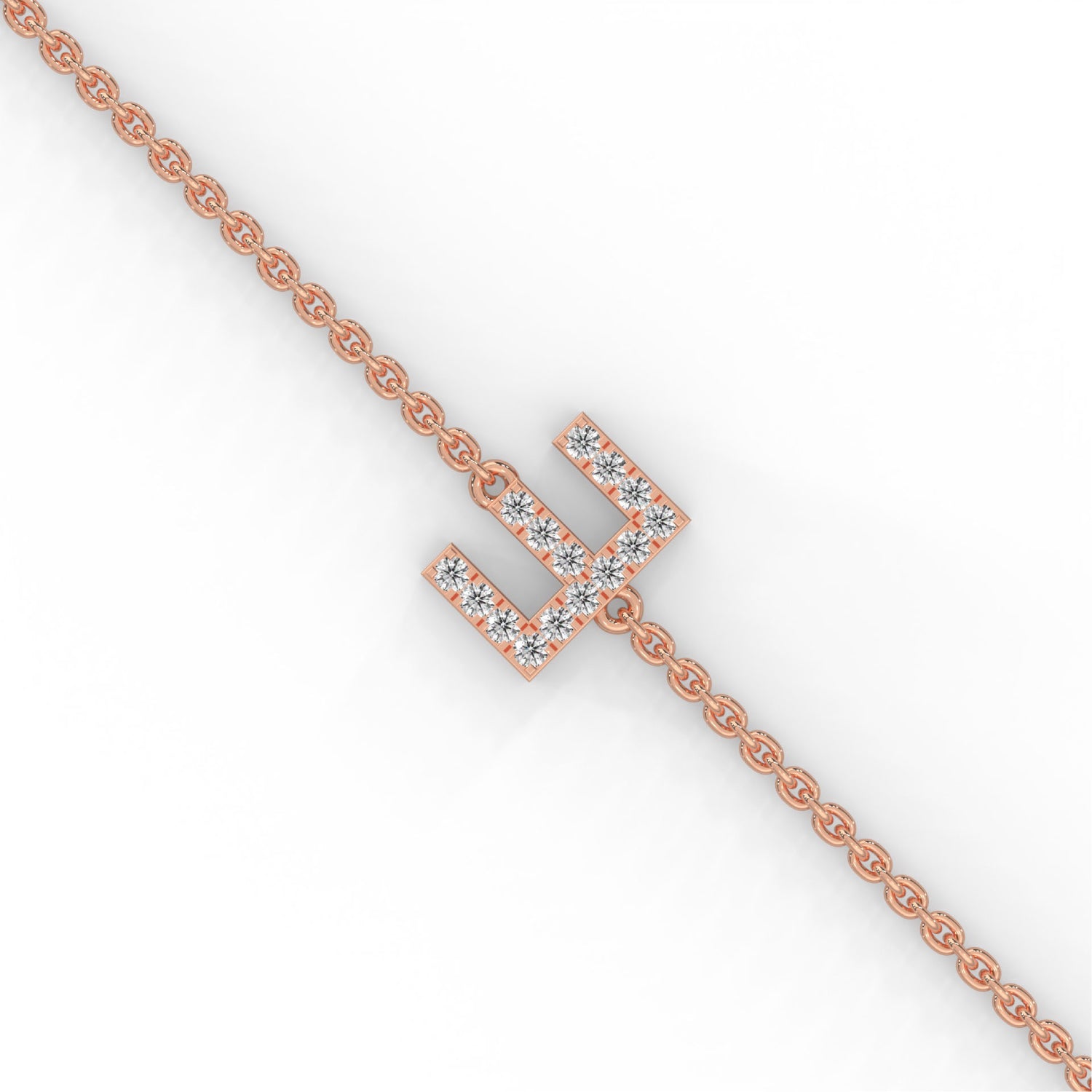 Lab-Grown Diamond Pavé Initial Bracelet in Rose Gold