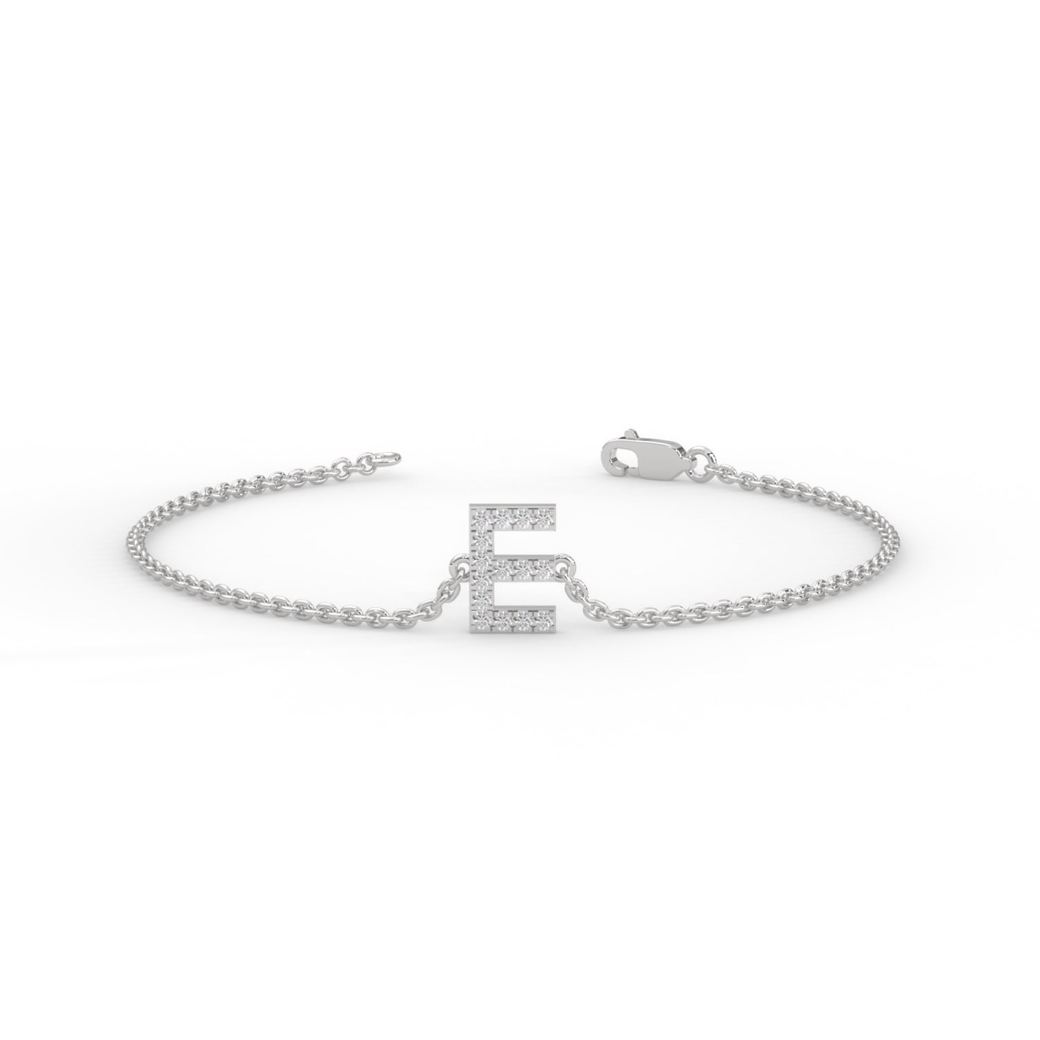 Lab-Grown Diamond Pavé Initial Bracelet in White Gold
