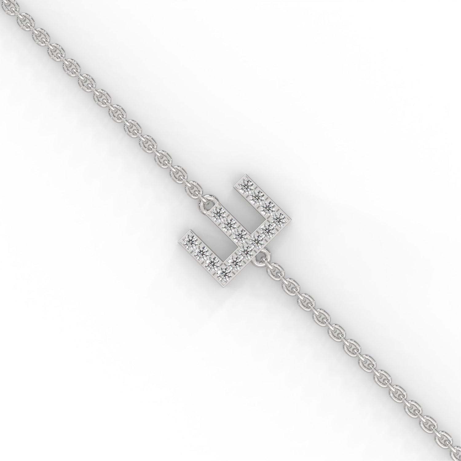 Lab-Grown Diamond Pavé Initial Bracelet in White Gold